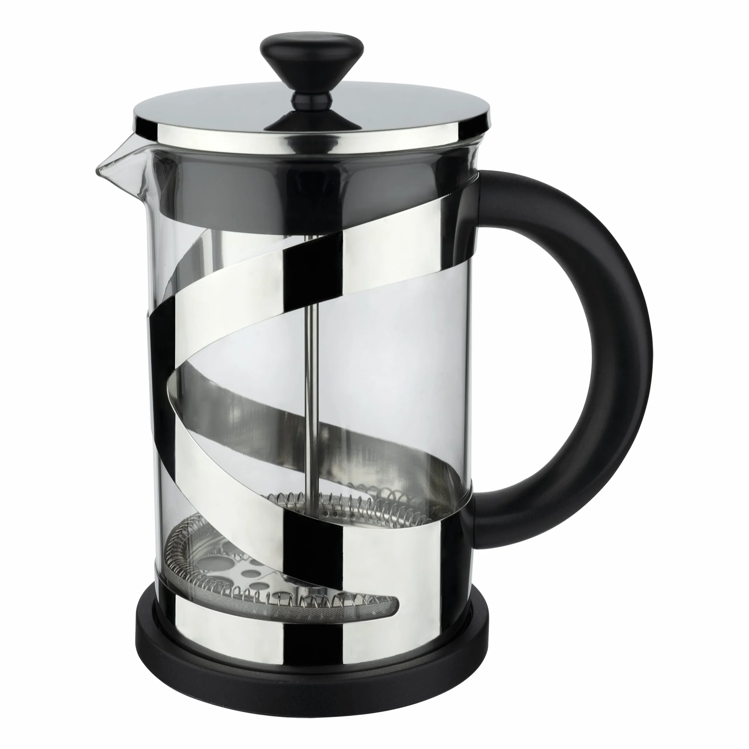 Café Olé Classico Cromo Cafetera Francesa 350 ml Filtro de Malla de Acero Inoxidable Vidrio Cromado
