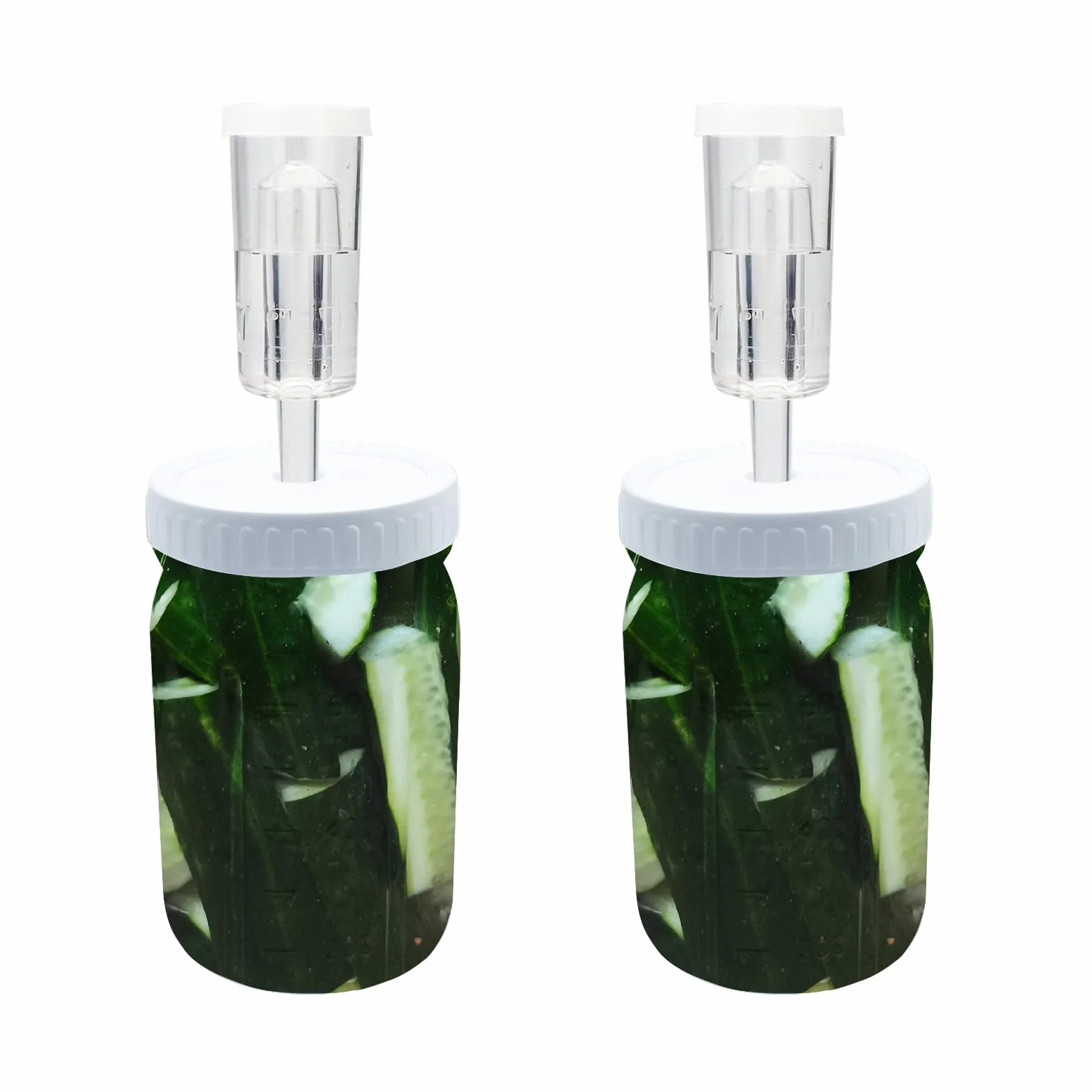 Juego de 2 vasos de fermentación de 1 litro con esclusa de aire, cristal transparente para kimchi y encurtidos