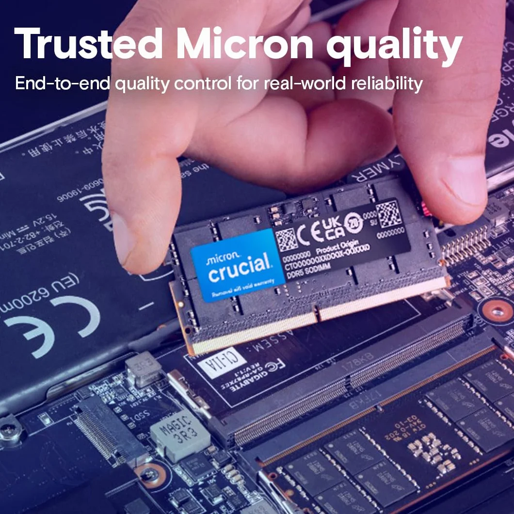 Crucial RAM DDR5 32GB 5600MHz SODIMM, Memoria para Ordenador Portátil/Laptop, Mini PC, (o 5200MHz / 4800MHz) CL46 - CT32G56C46S5
