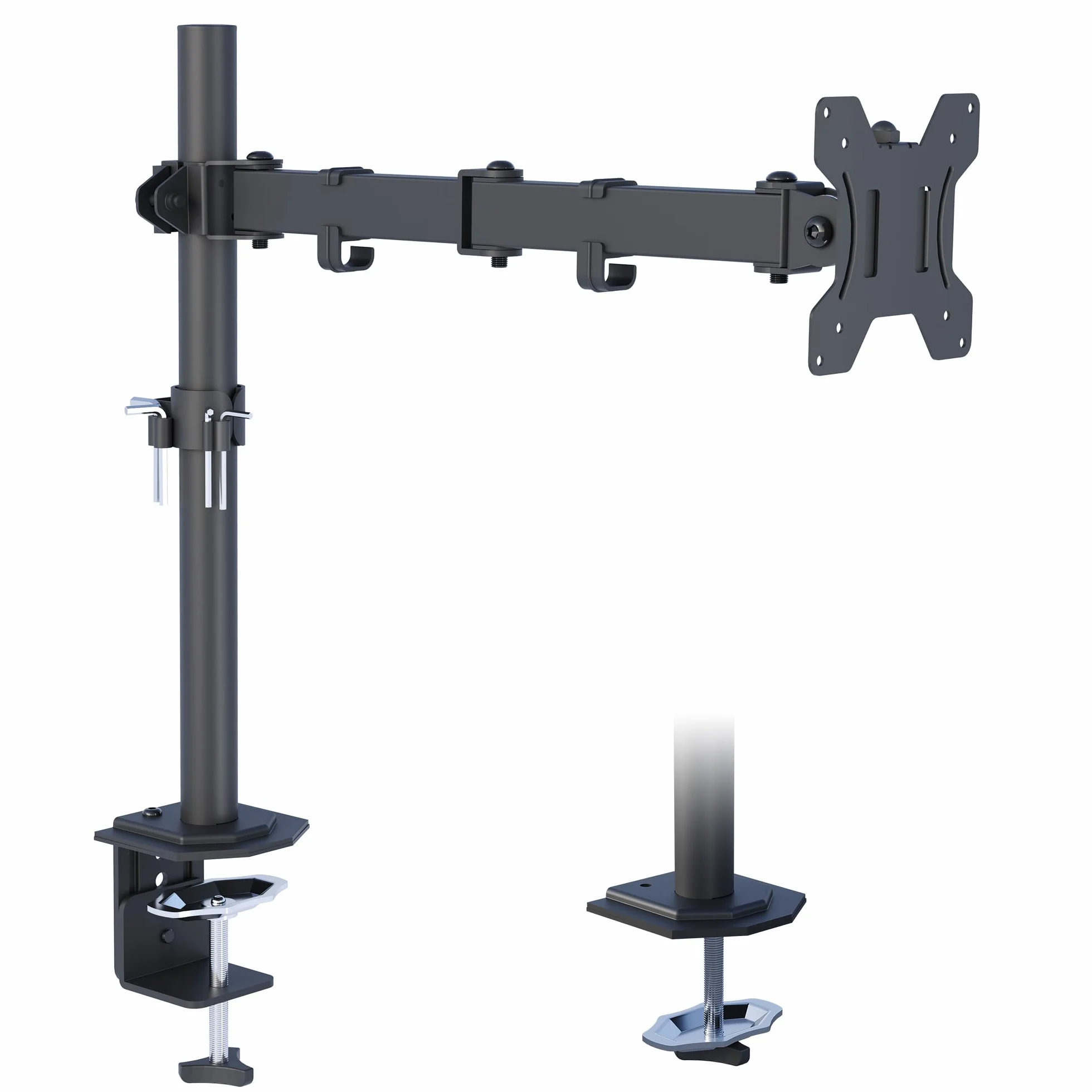 BONTEC Soporte Monitor Escritorio de un Solo Brazo, Brazo articulado 13-32 Pulgadas hasta 8 kg, inclinación Giro 360° Altura Regulable ergonómico, VESA 75x75 100x100, Ahorro Espacio gestión de Cables