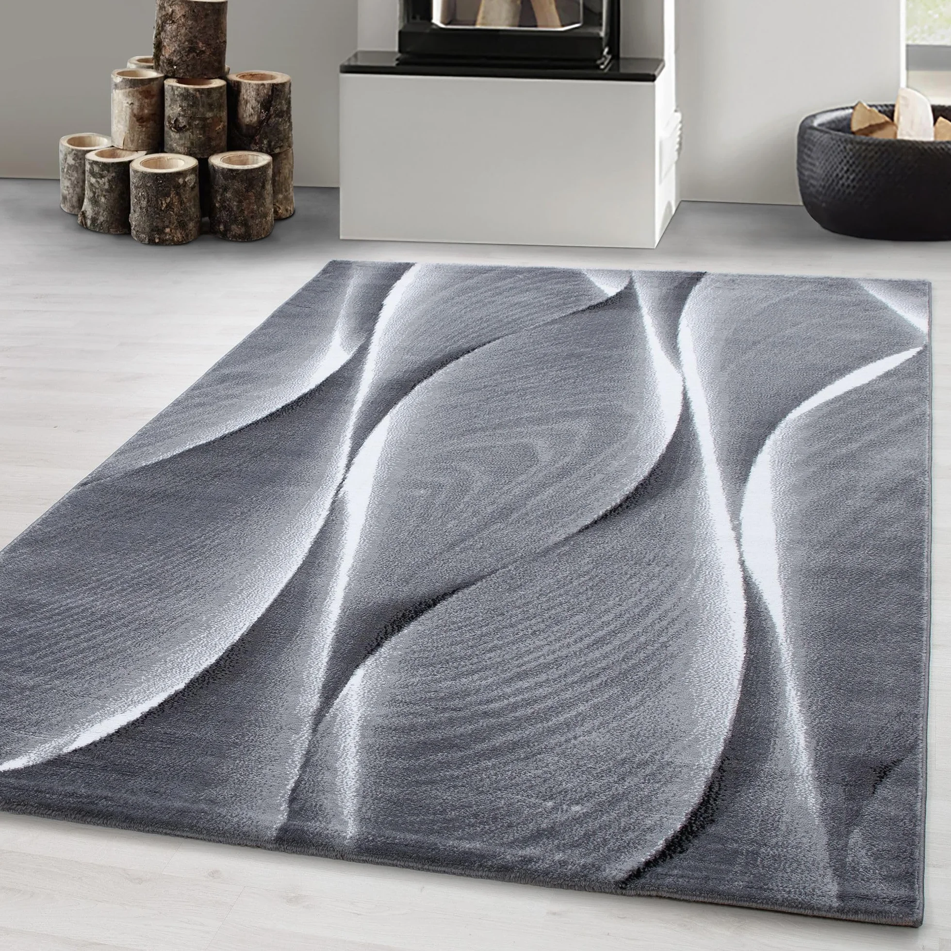 Carpetsale24 Alfombra Salon de Pelo Corto 160x230 cm Negro-6 - Alfombras de Habitacion diseño Abstracto Sala de Extrasuave - Moderna Alfombra Dormitorio, Alfombra Cocina, Tapete Sala