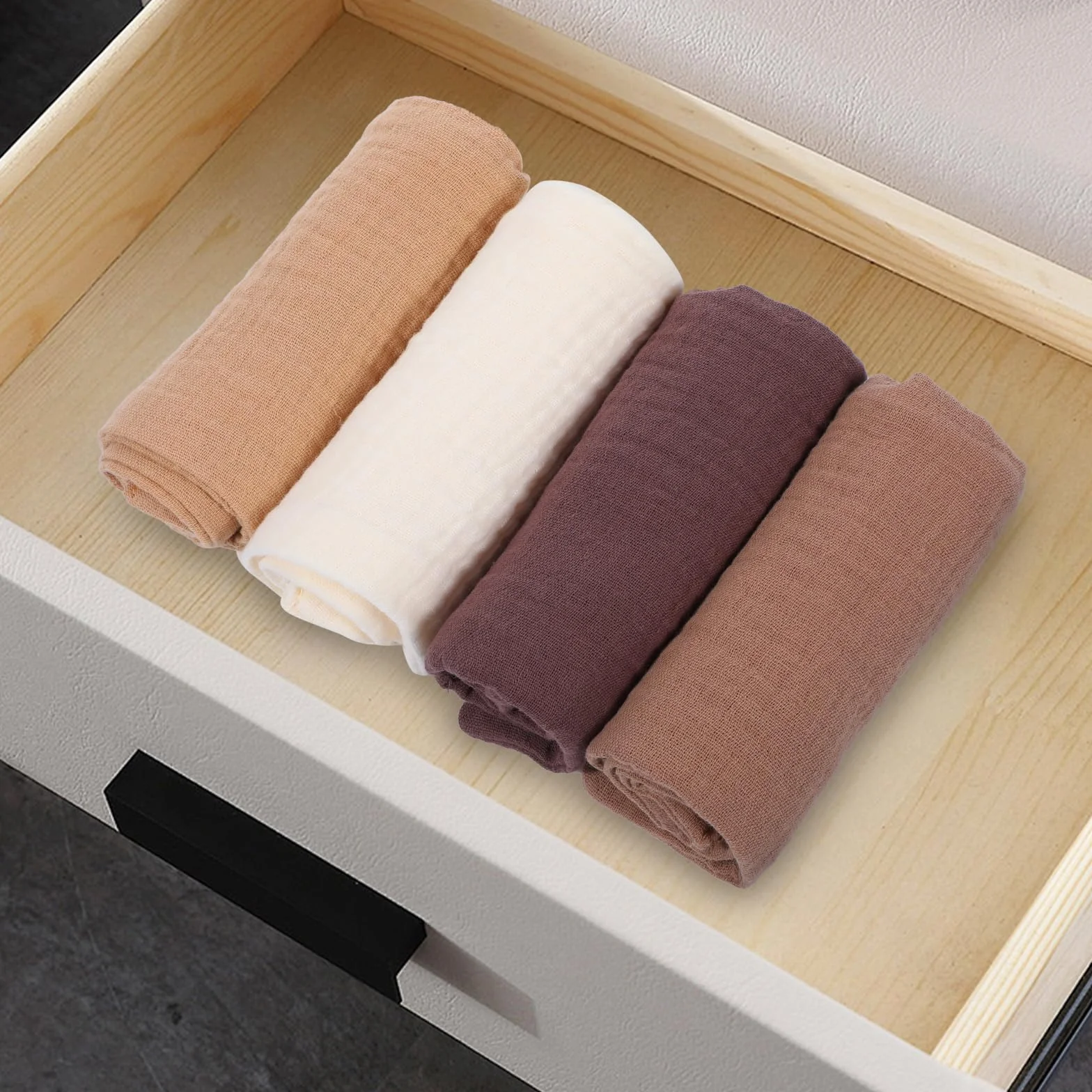 Qianyu Paño de muselina desmaquillante reutilizable suave absorbente transpirable para el cuidado de la piel limpieza diaria viajes 4 paquetes