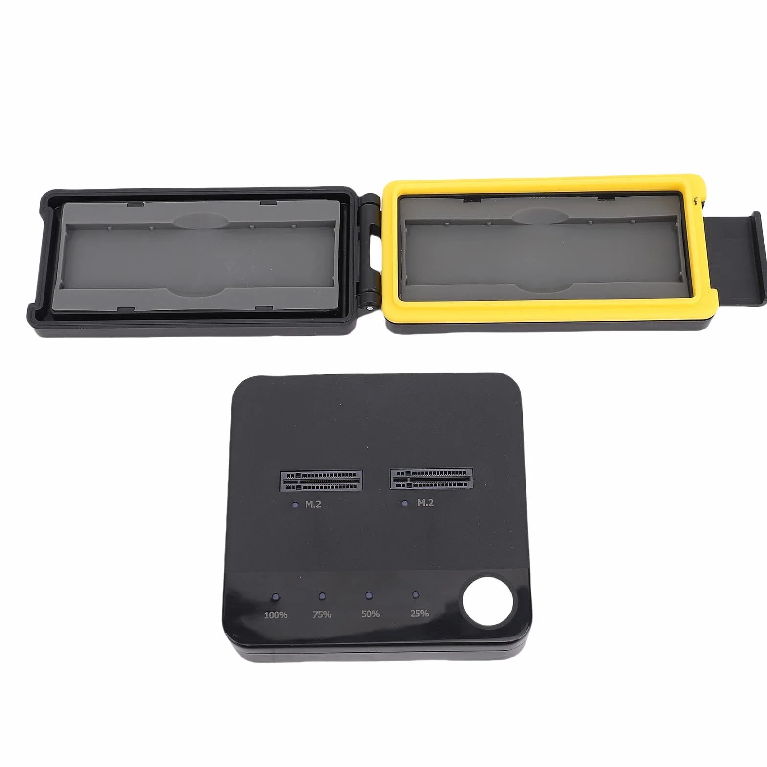 GOWENIC Duplicador de Disco Duro M.2 Función de Clonación sin Conexión para Fotógrafos y Creadores de Contenido Caja de Almacenamiento Negra USB C de Doble Bahía