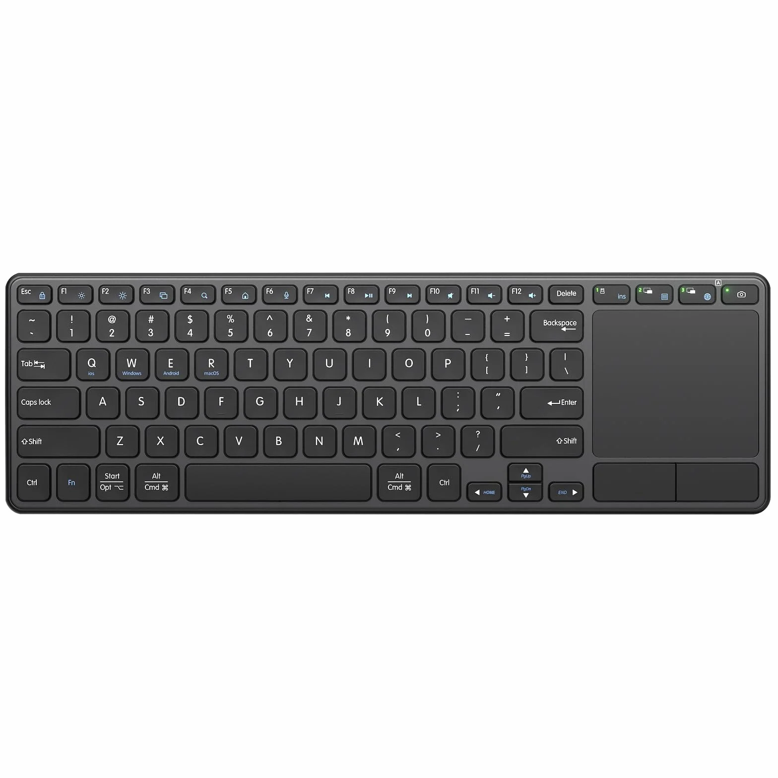 Teclado Bluetooth recargable con touchpad, 2,4 G y modo dual, teclado de TV inalámbrico multidispositivo para Smart TV, PC, ordenador portátil, tableta, iOS/Android/Windows/MacOS