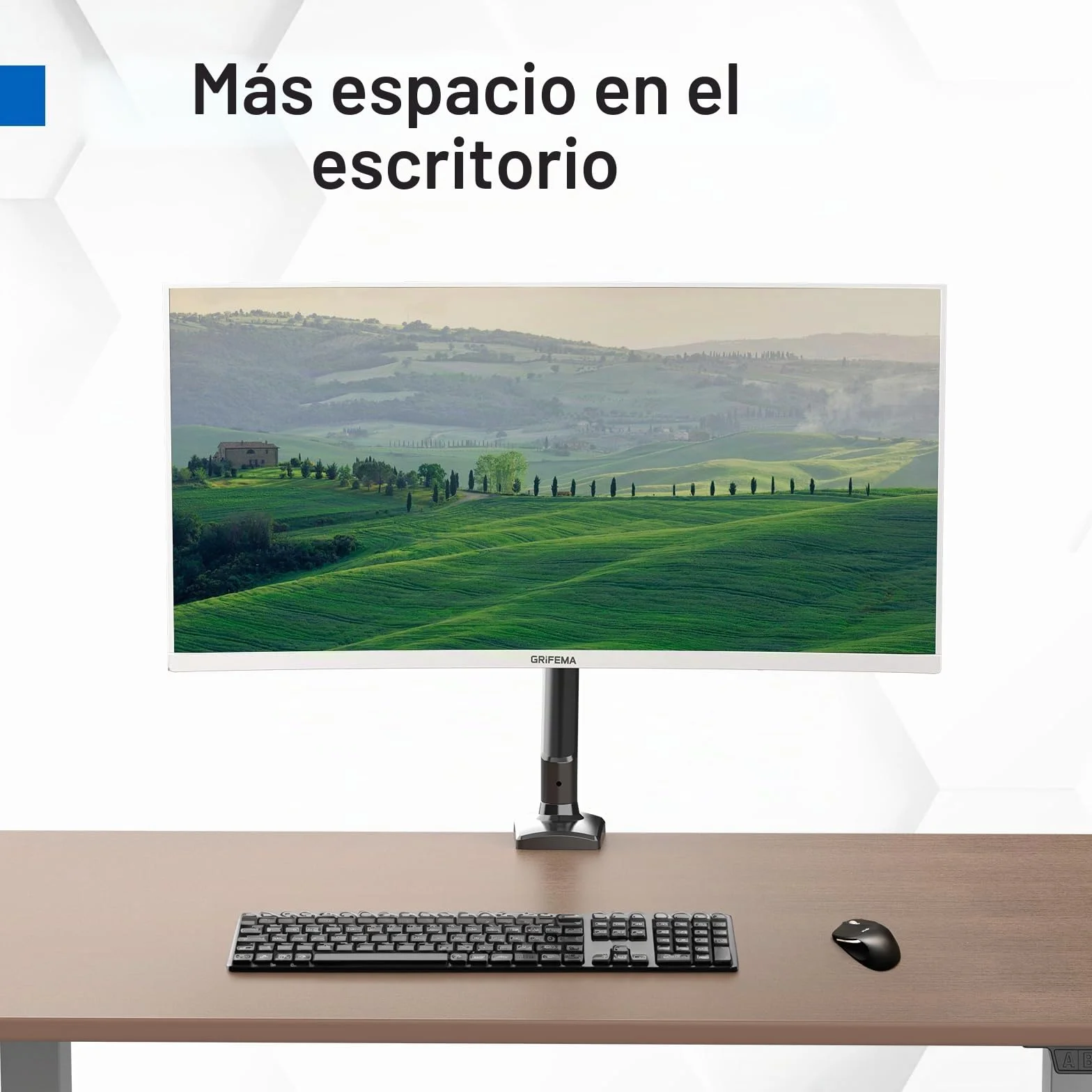GRIFEMA GB2003-1 Soporte de Monitor con Resorte de Gas para Pantalla de Computadora de 13-32 Pulgadas, Altura Ajustable, VESA 75x75/100x100, Peso 2-9 kg, Negro