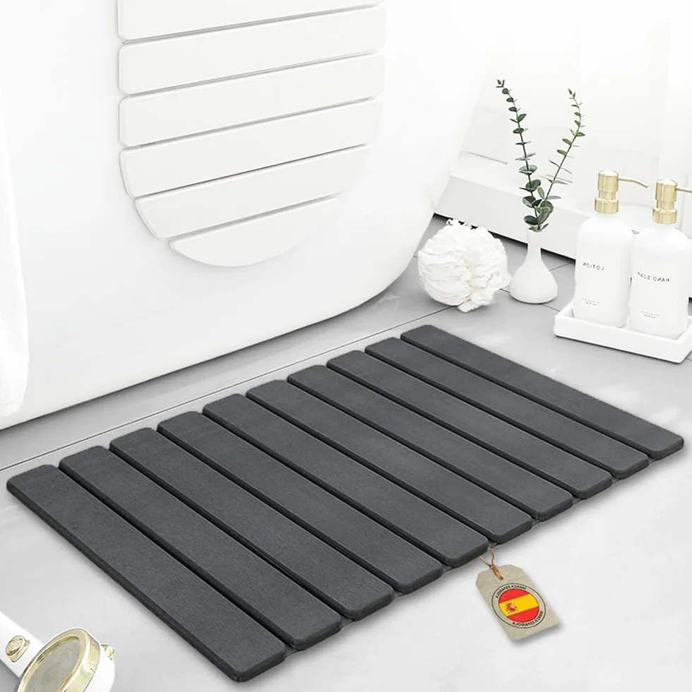 Alfombra Diatomita Baño 60x40cm Plegable Piedra Natural Antideslizante Secado Rápido Absorbente Antibacteriana