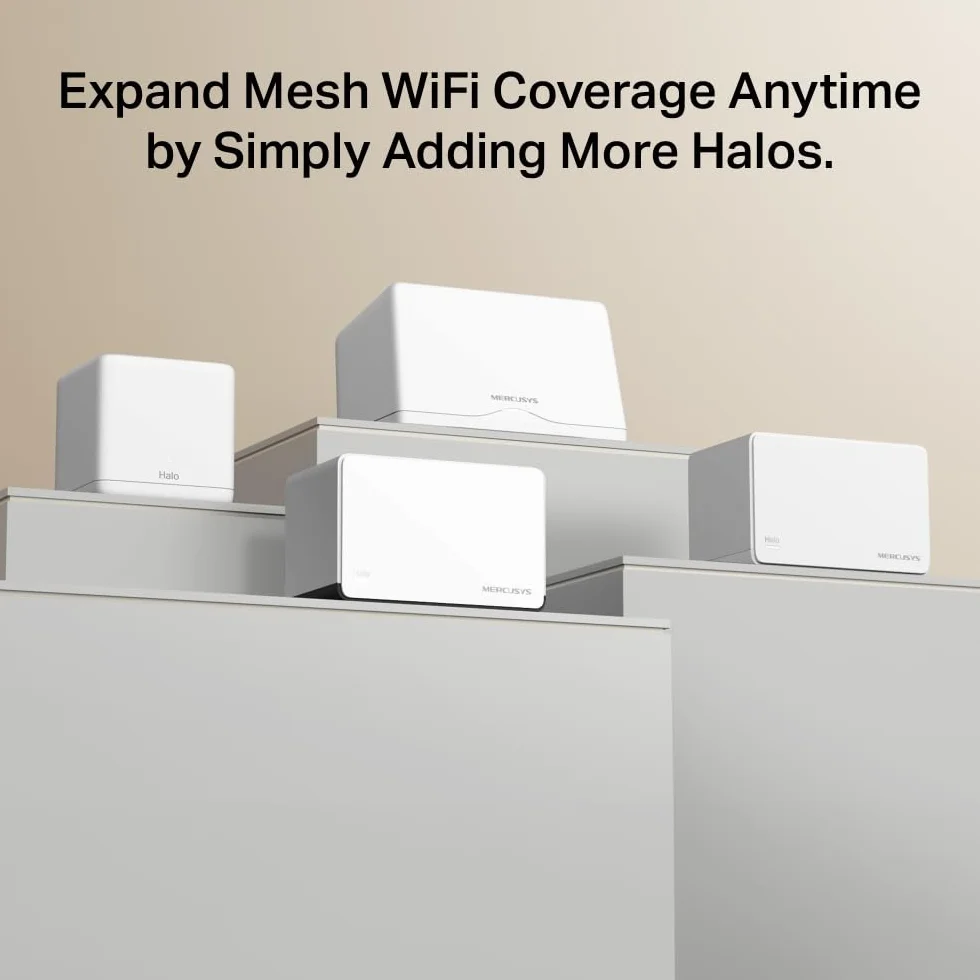 Mercusys Halo H85X (3-Pack) – Sistema Mesh Wi-Fi 6 AX3000, Cobertura de hasta 650 m², 2.5 Gbps WAN/LAN, gestión con App MERCUSYS
