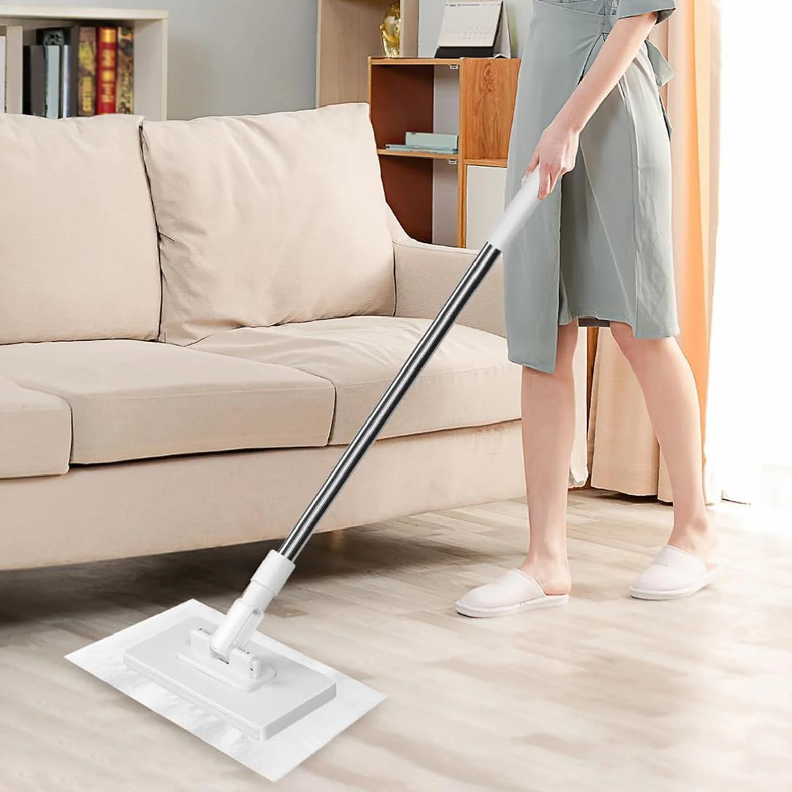Mopa Desmontable 100 cm Limpieza Sin Manos Incluye 4 Trapos Microfibra Fregona Suelos Madera Baldosas Baño