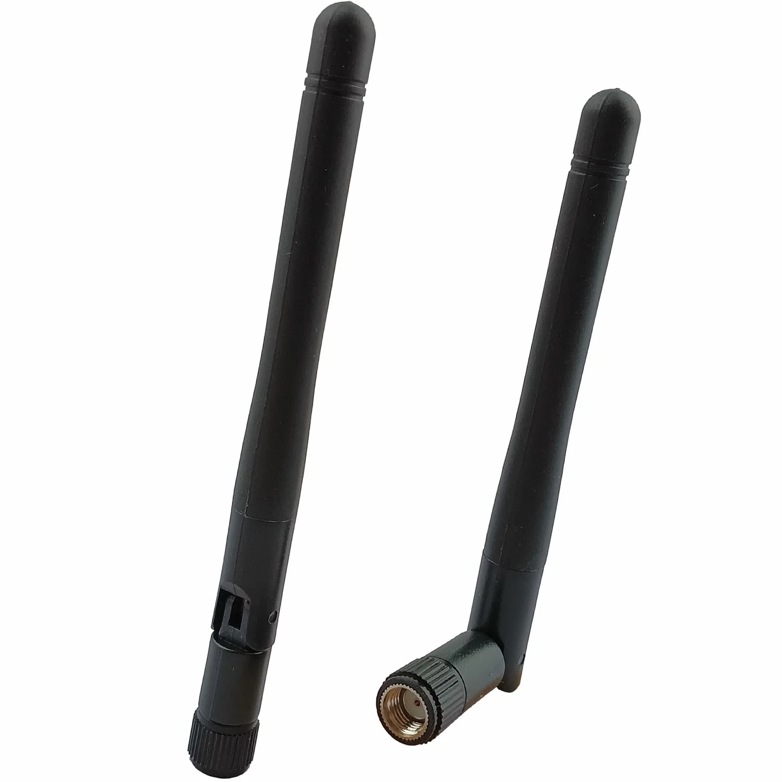Antena RP-SMA de red para computadora (paquete de 2), señal inalámbrica WiFi de doble banda de 2 dBi, 2.4 GHz, 5 GHz, BT (RP-SMA macho (agujero))