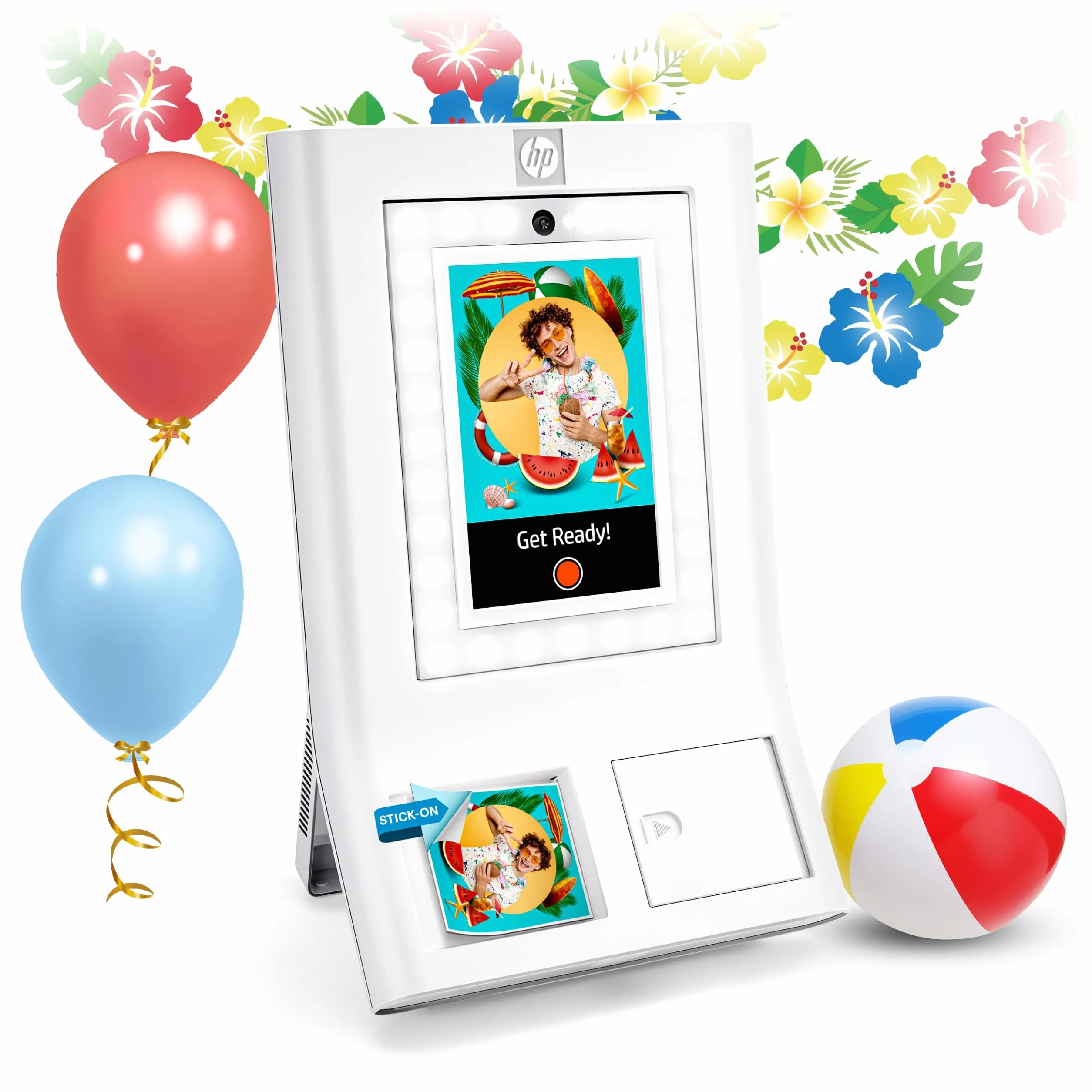 HP Sprocket Máquina de fotomatón: Impresora de Fotos instantáneas a Color, Pantalla táctil de 10.1" (25.6 cm) Máquina de fotomatón, Marcos Personalizables, 3x4 (7.6x10.1 cm), Color Blanco.