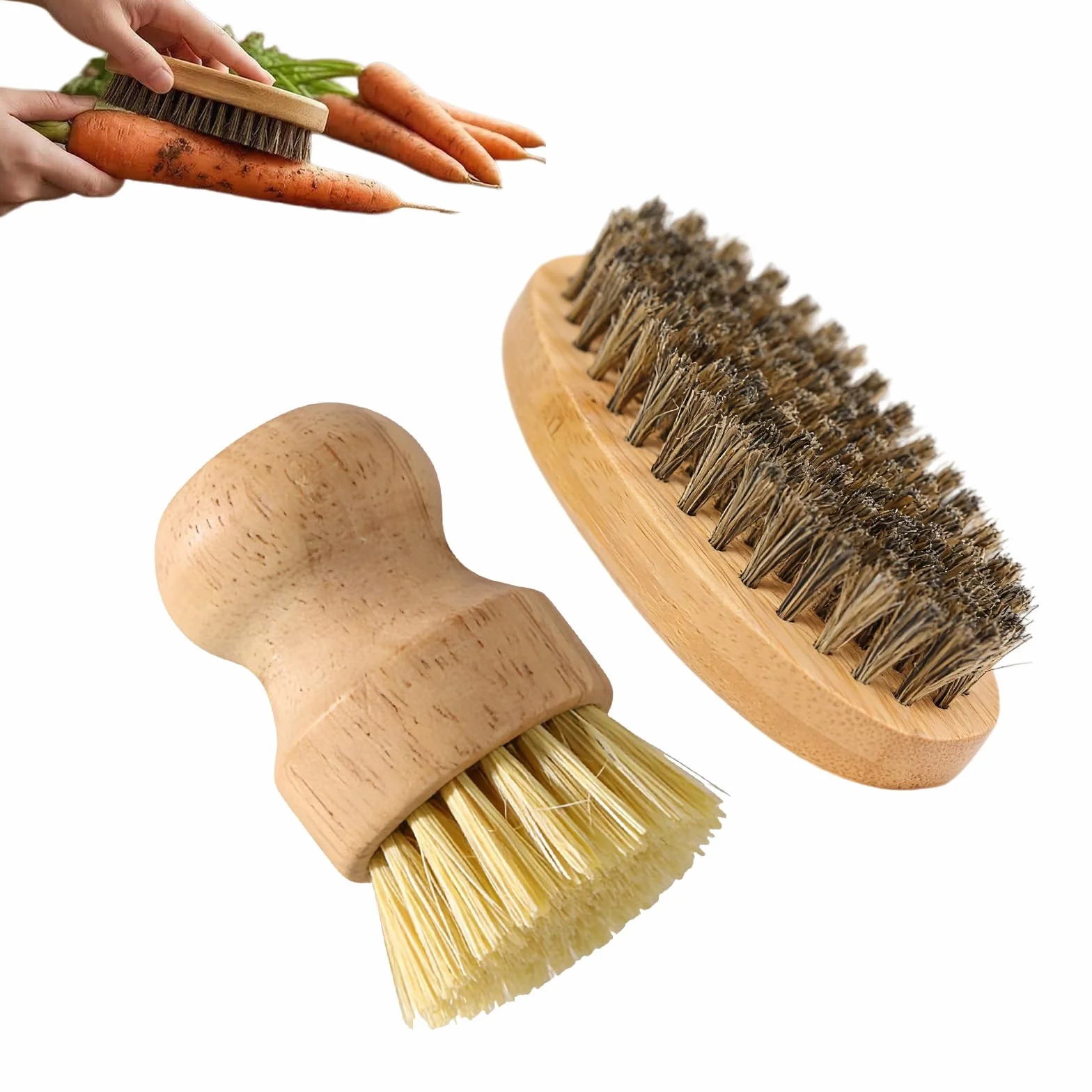 Cepillo de Madera para Patatas, Verduras, Setas y Champiñones - Cepillo para Limpiar Verduras, Palmas de Mano y Ollas en la Cocina Hogar y Cocina
