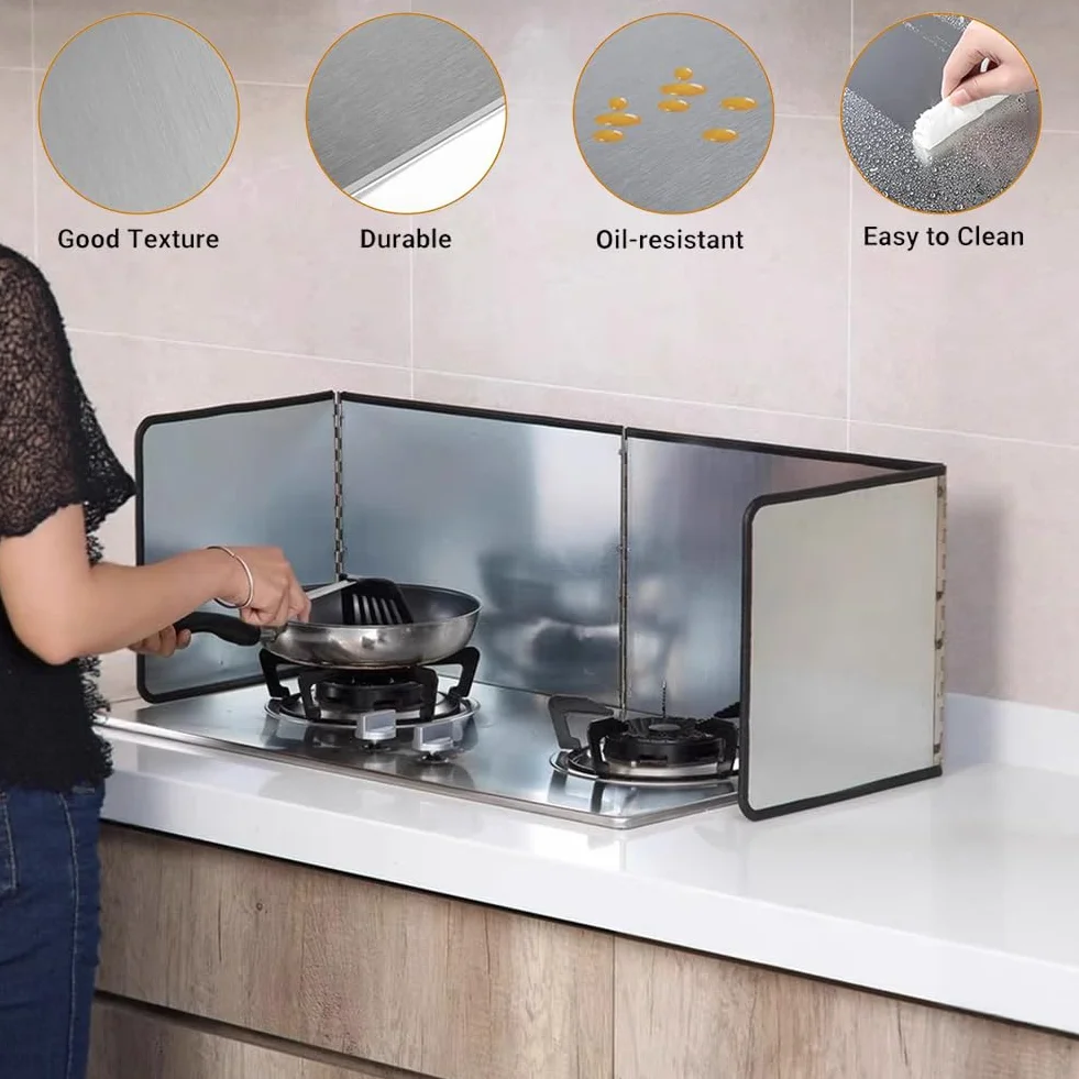 Protector Salpicaduras Cocina Plegable 4 Lados Panel Antisalpicaduras 76x29x30cm