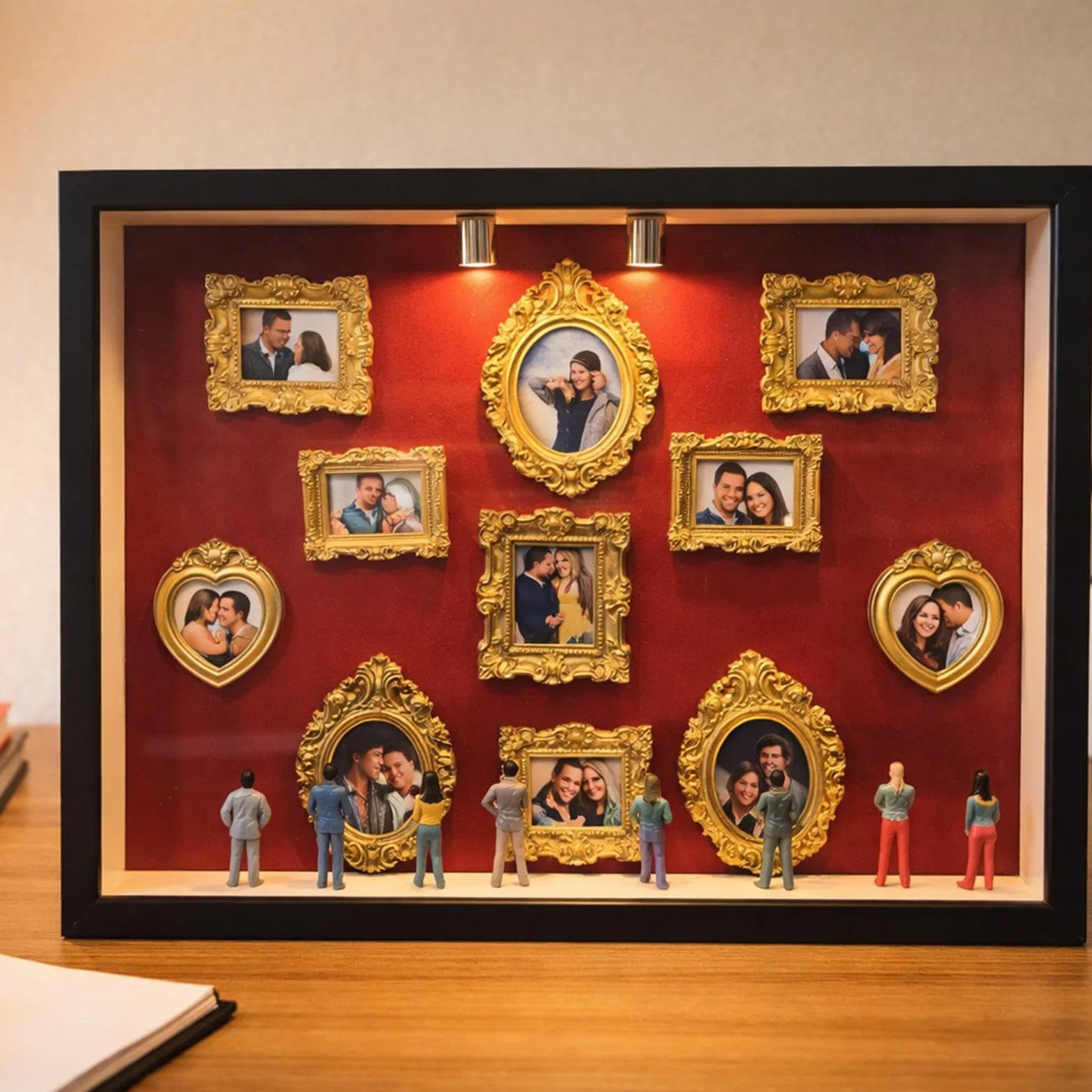 Cajas De Silueta De Museo, DIY Mini Museum Silhouette Box, Museo Box Silueta Con Luces Cajas De Exposición, Museum Of Us Marco Personalizado Para Parejas Regalo Para Aniversario De San Valentín