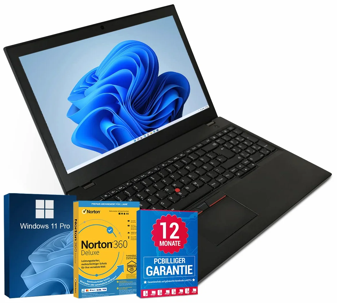 Lenovo Ordenador portátil ThinkPad T560 de 15,6 Pulgadas Full HD Intel Core i5-6300U @ hasta 3 GHz 16GB 512GB SSD con Windows 11 Prosoftware antivirus, Incluye 12 Meses de garantía (reacondicionado)