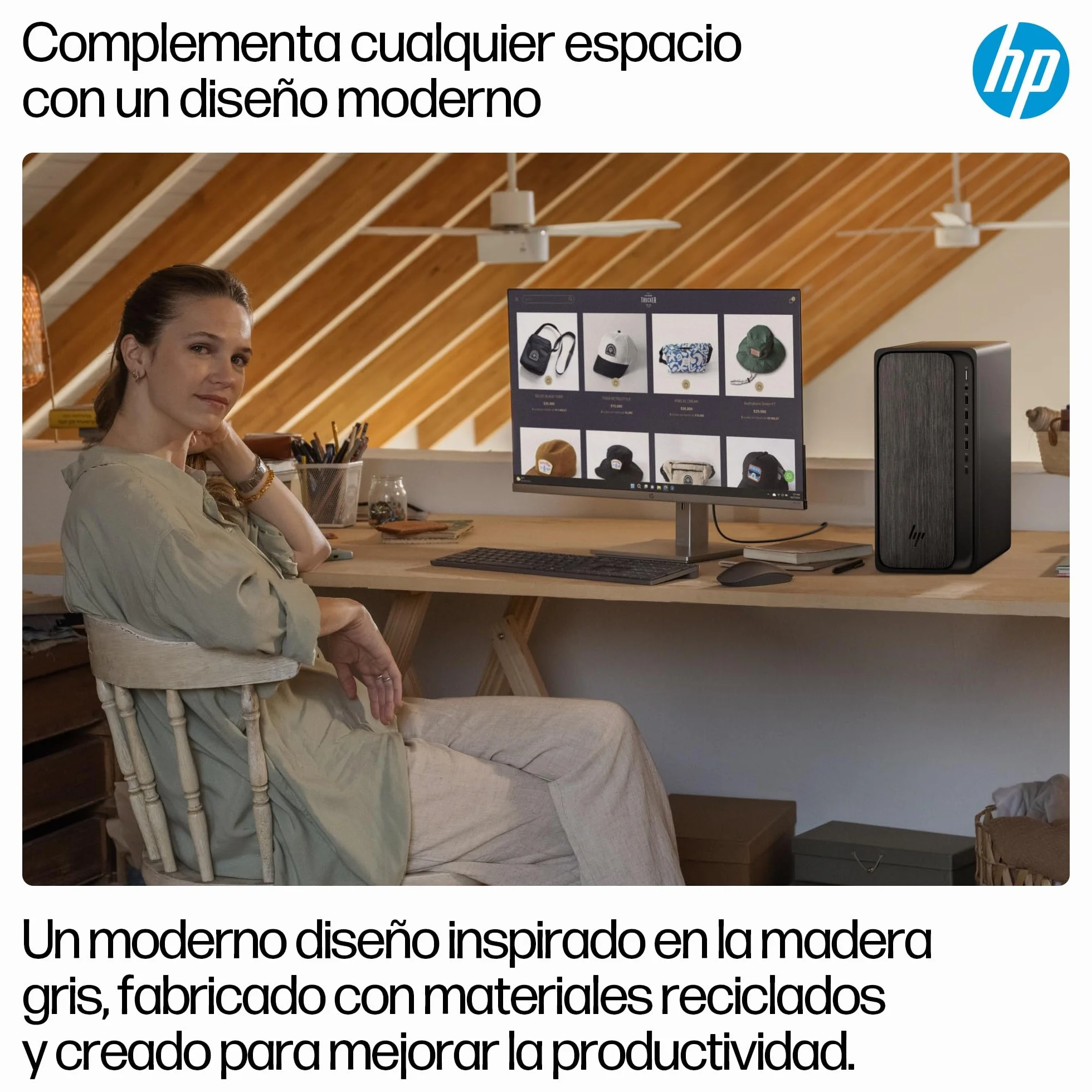 HP Ordenador de Sobremesa OmniDesk (AMD Ryzen 7 8700G, 16GB RAM, 1TB SSD, Gráficos AMD Radeon, FreeDOS) - Negro