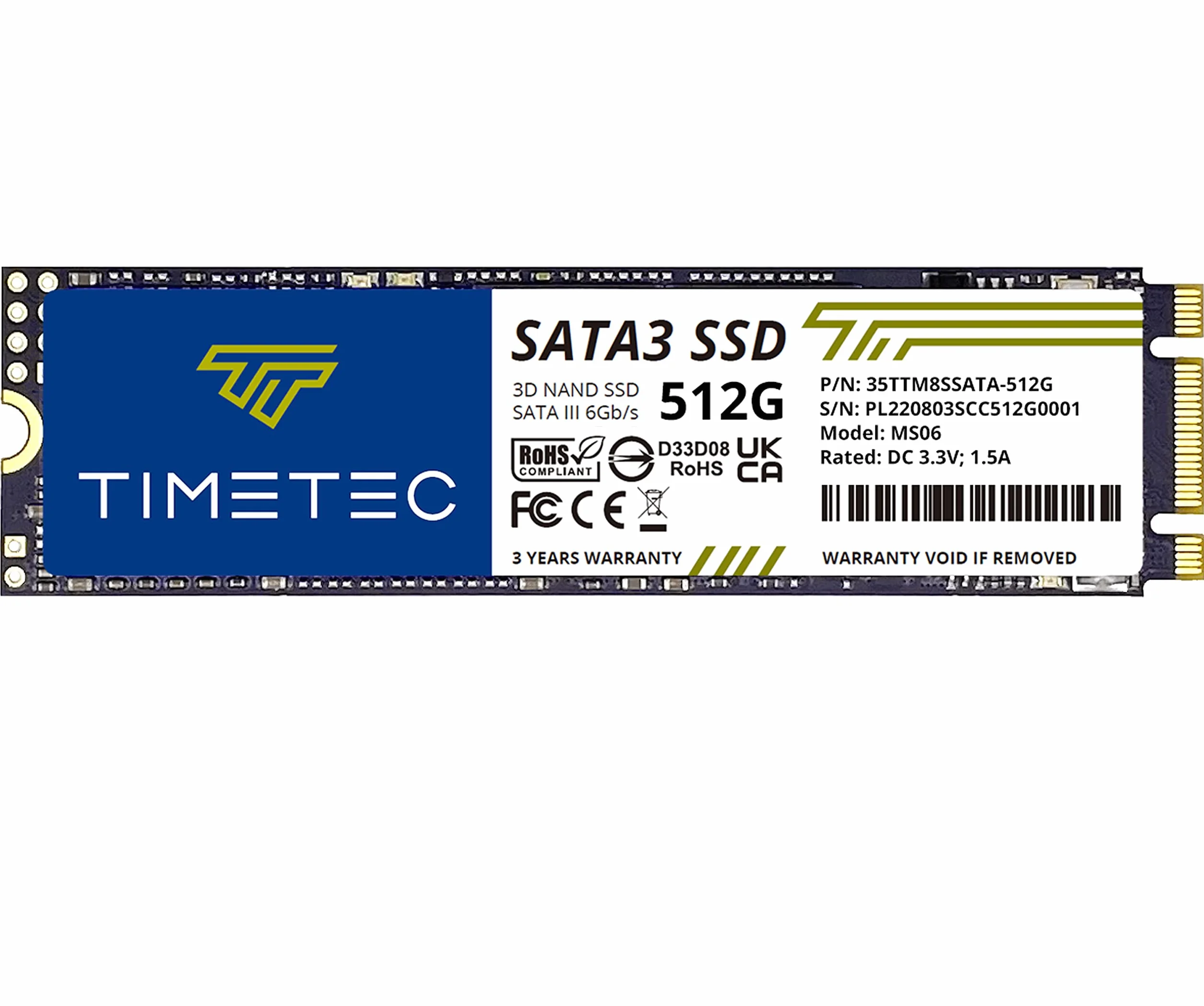 Timetec 512GB SSD 3D NAND TLC SATA III 6Gb/s M.2 2280 NGFF 256TBW Read Speed Up to 550MB/s SLC Cache Performance Boost Internal SSD for PC Computer Laptop and Desktop (512GB)