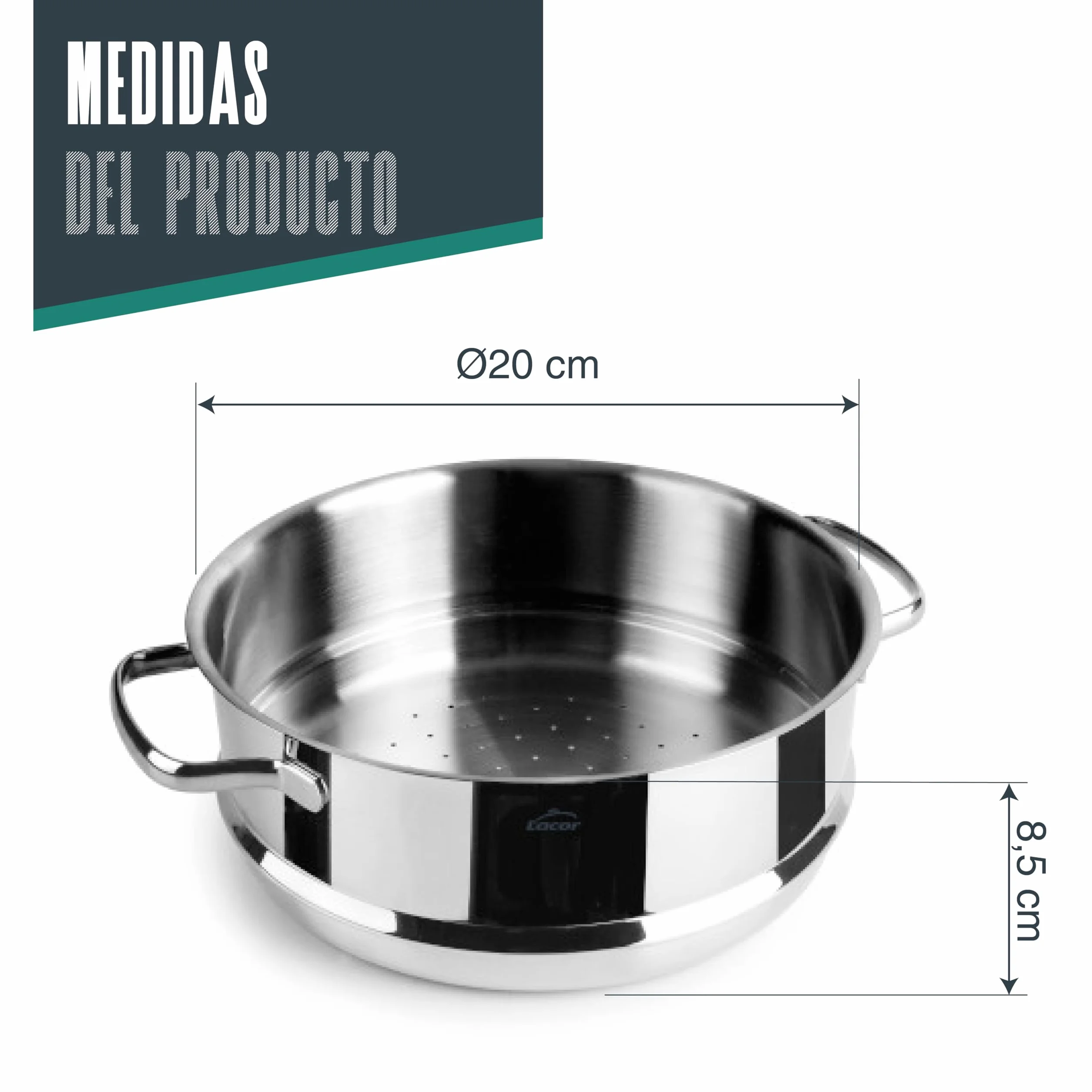 Lacor Cuscusera Basic Acero Inoxidable 18/10 ø20cm Apta para Lavavajillas