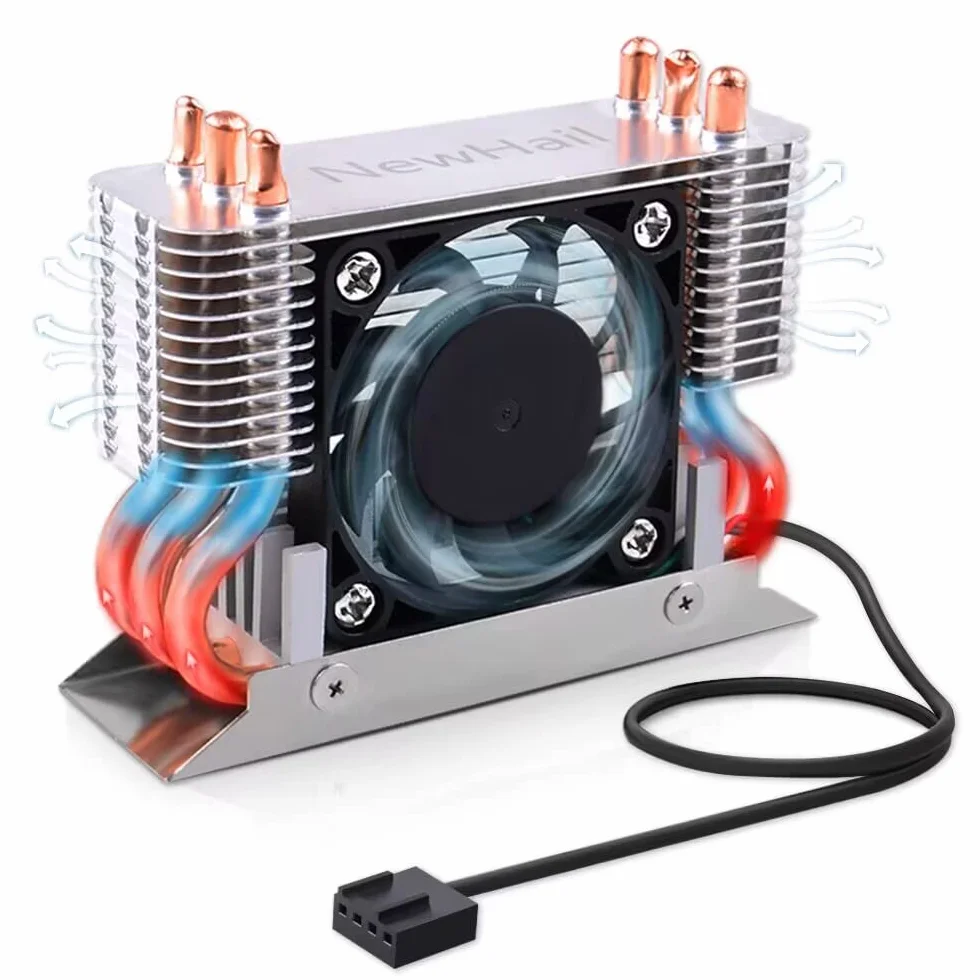 12V M.2 2280 SSD Disipador con 40mm PWM Ventilador, Tubo de Cobre y Thermal Pad, SSD Enfriador para M.2 2280 NVMe & SATA SSD Solo