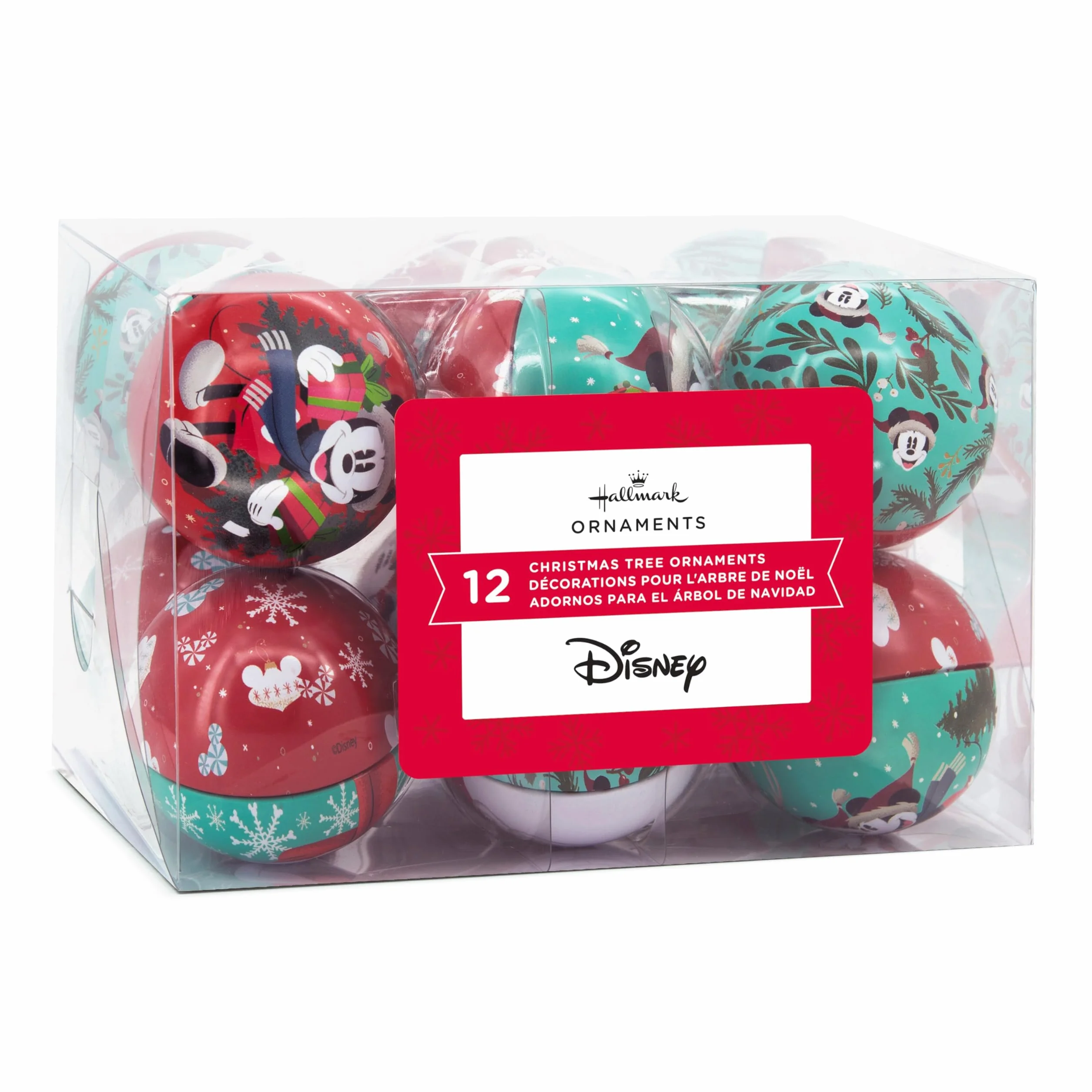 Hallmark Disney Mickey & Minnie Mouse Adornos de Navidad Paquete de 12 Bolas de hojalata