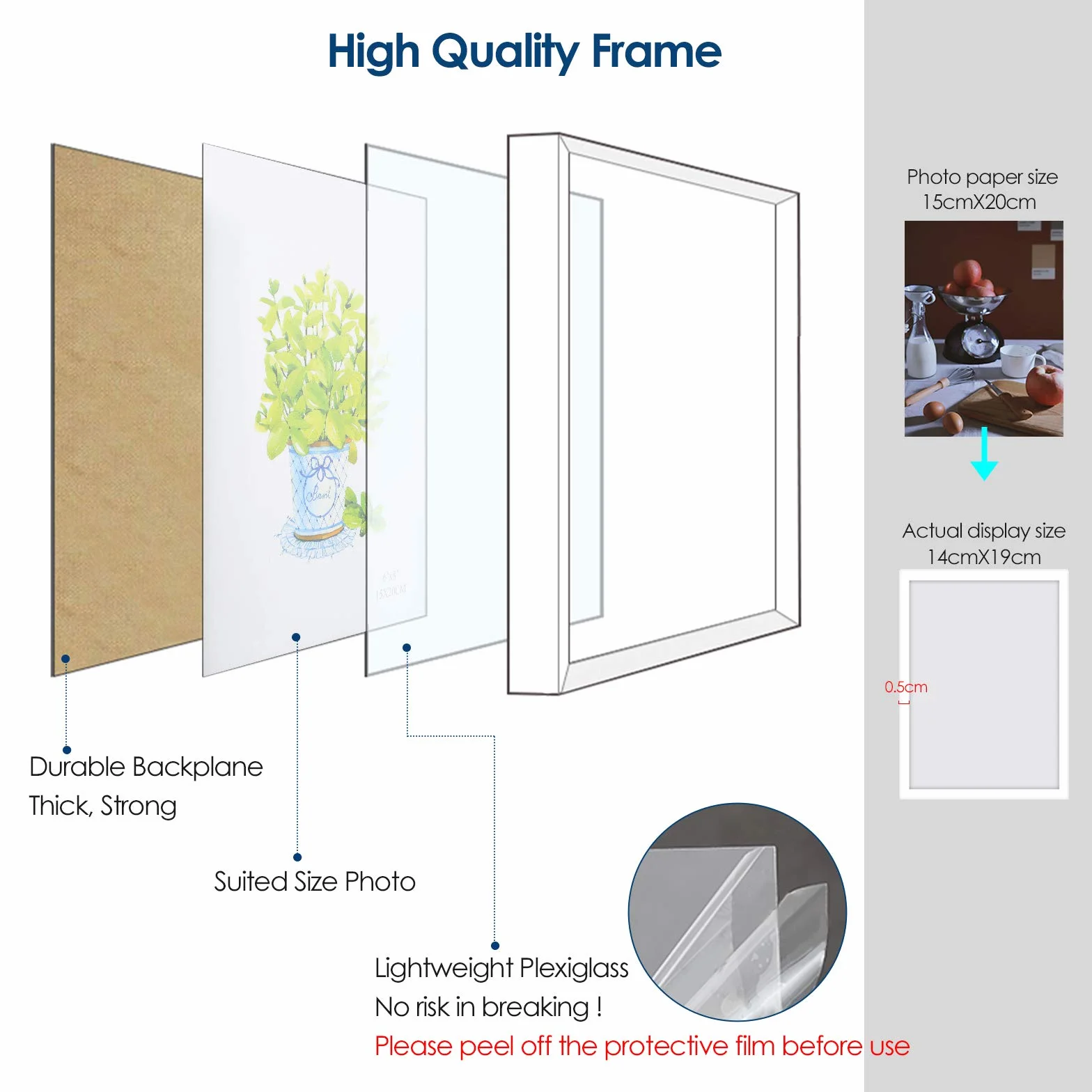Simpeak Marco De Fotos 15x20 Cm 3 Piezas Juego Con Soporte 6x8 Pulgadas Blanco