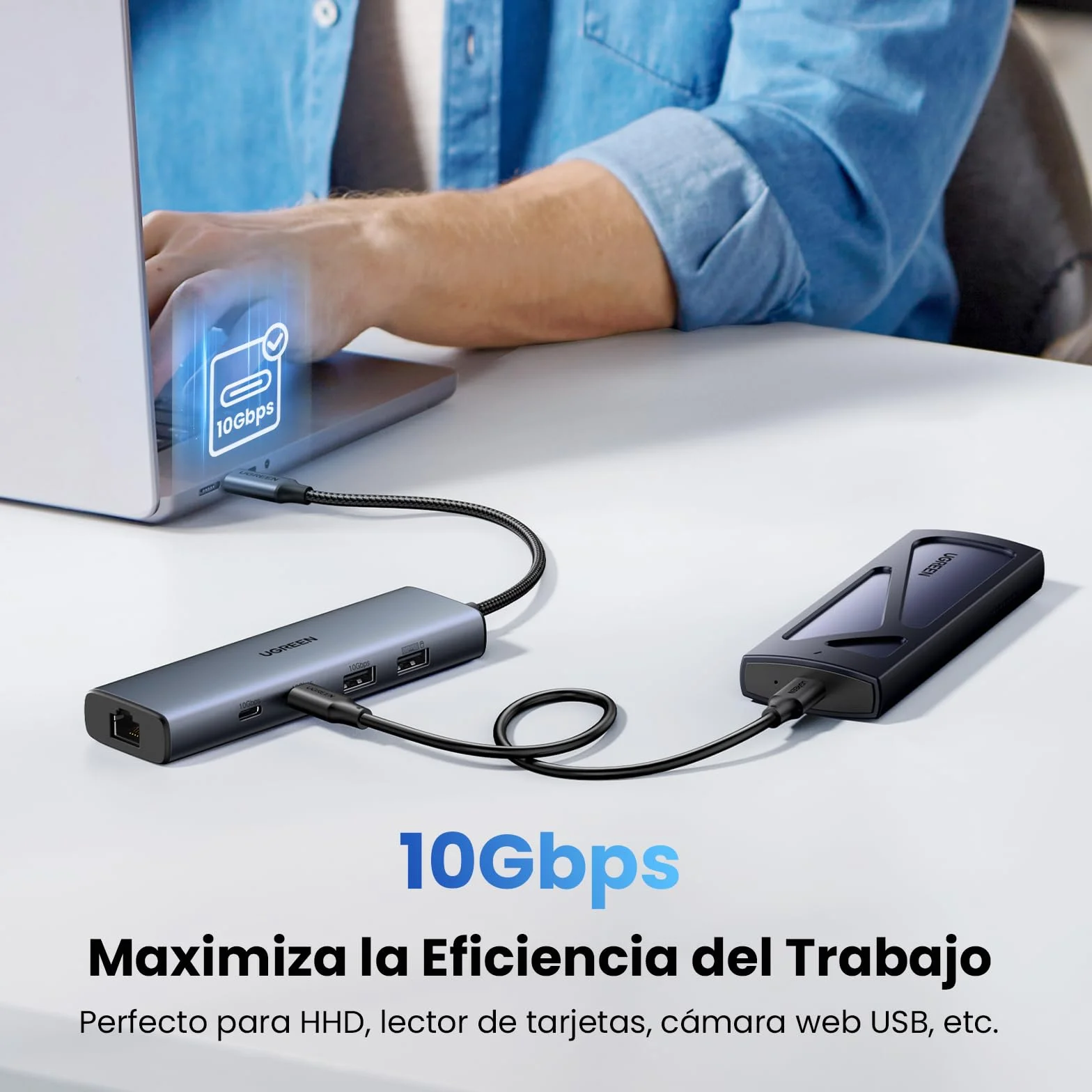 UGREEN Hub USB C a Ethernet 6 en 1 1000Mbps Adaptador LAN a Thunderbolt 3 Type C 10Gbps Compatible con iPhone 17 Pro MAX Air 16 15 MacBook Pro Air M2 iMac iPad Xiaomi Mi13 Galaxy S24 S23