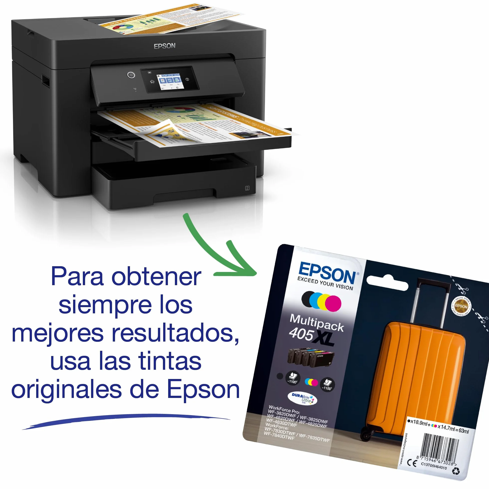 Epson Impresora de inyección de Tinta multifunción Workforce WF-7830DTWF A3 con conectividad inalámbrica y 3 Meses Gratis de suscripción de Tinta ReadyPrint*