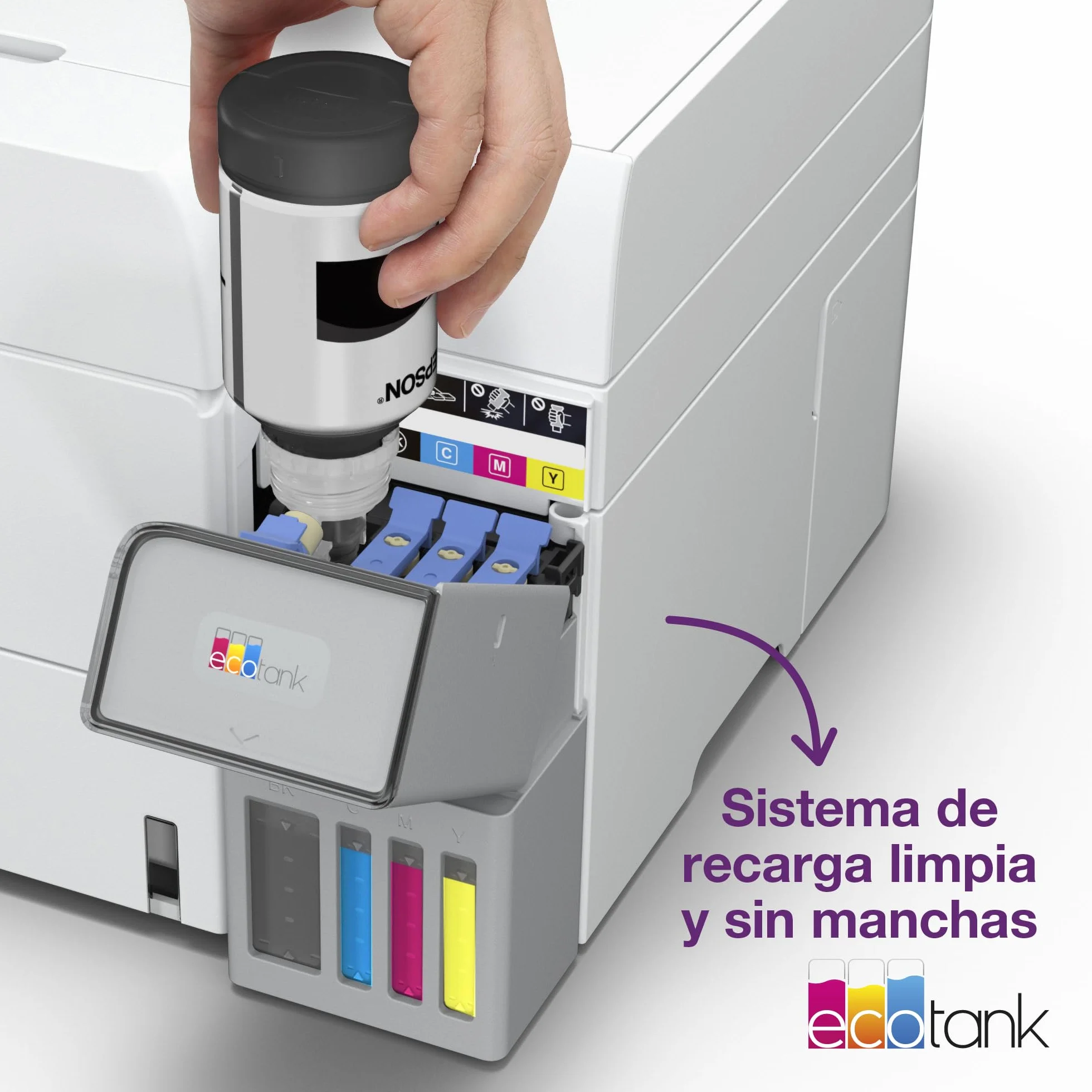 Epson EcoTank ET-4956 Impresora de Depósito de Tinta | Teletrabajo | Wi-Fi, Ethernet | A4 | Doble Cara | Imprimir, Copiar, Escanear, Fax | Pantalla Táctil 6,1cm | ADF | Tinta Incluida para 3 Años