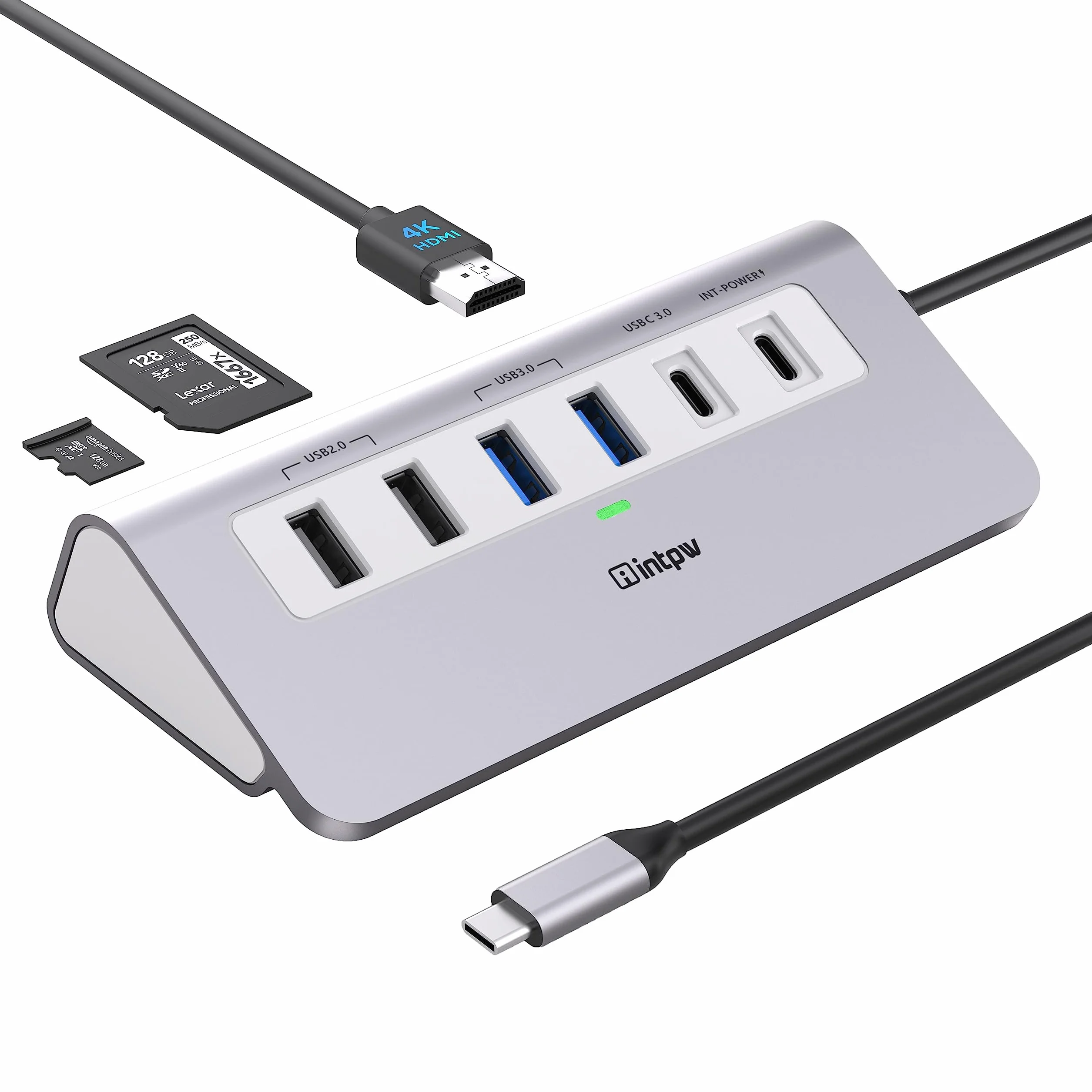 Adaptador multipuerto USB C 9 en 1 USB C a HDMI con HDMI, PD 100 W, 2 USB A 2.0, 2 USB A 3.0, 1 USB C 3.0, Lector de Tarjetas SD/TF para MacBook Air/Pro iPad DELL/HP portátil y más