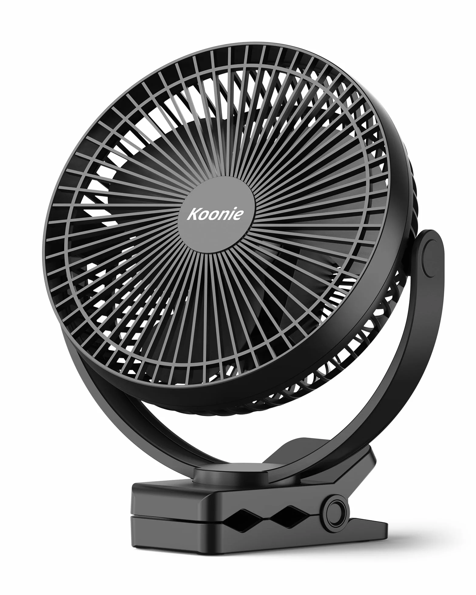 Koonie Ventilador Portátil Recargable de 10000 mAh,Ventilador USB,4 Velocidades & 360° Ajustable, Ventilador de 8 Pulgadas con Batería para el Hogar, Oficina, Gimnasio, Pesca, Camping, Golf