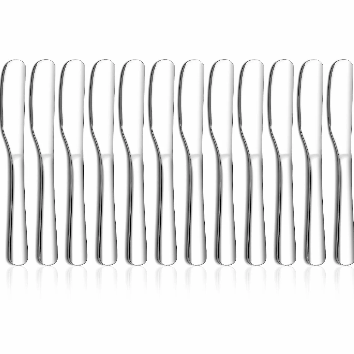 HOMQUEN Cuchillo de mantequilla de acero inoxidable, esparcidor de mantequilla multifuncional, perfecto para cocina, restaurante y fiestas, práctico utensilio de cocina, juego de 12 piezas