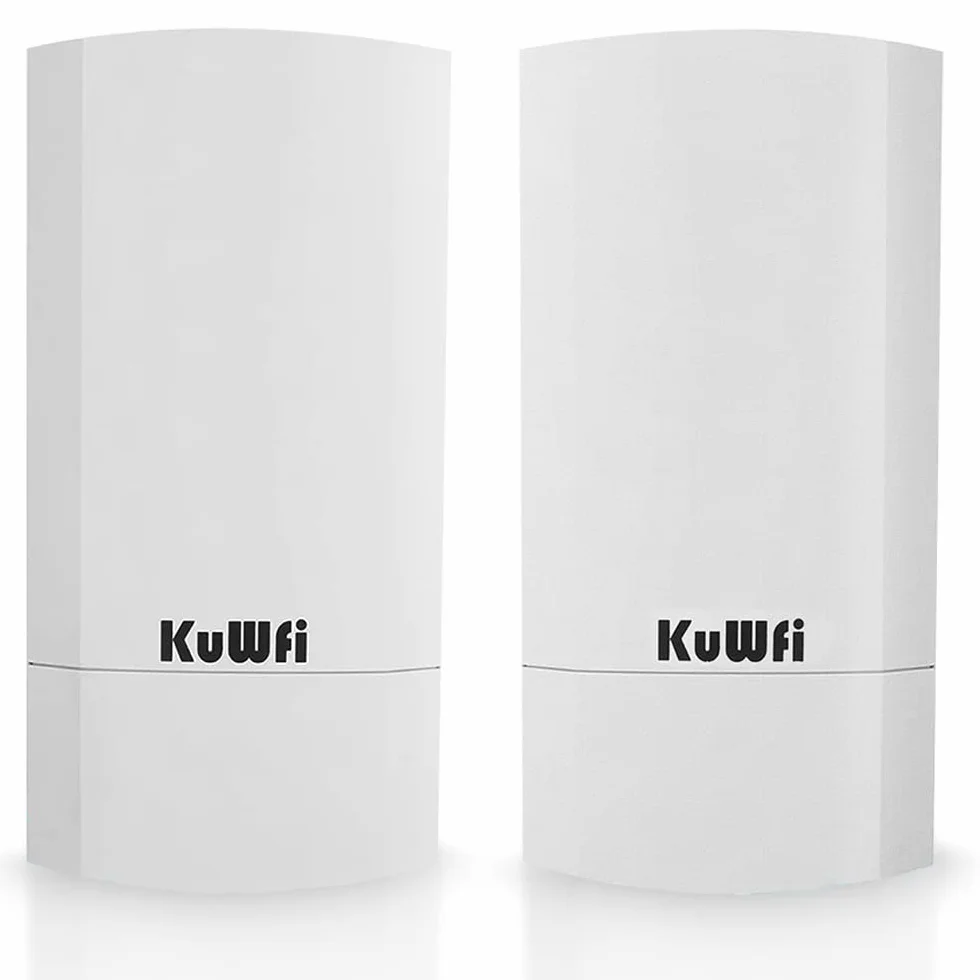 KuWFi Puente CPE,Punto de Acceso inalámbrico/CPE de Exterior inalámbrico de Punto a Punto para Interiores y Exteriores Admite una solución de Distancia de 1km para PTP Adaptador PoE pasivo