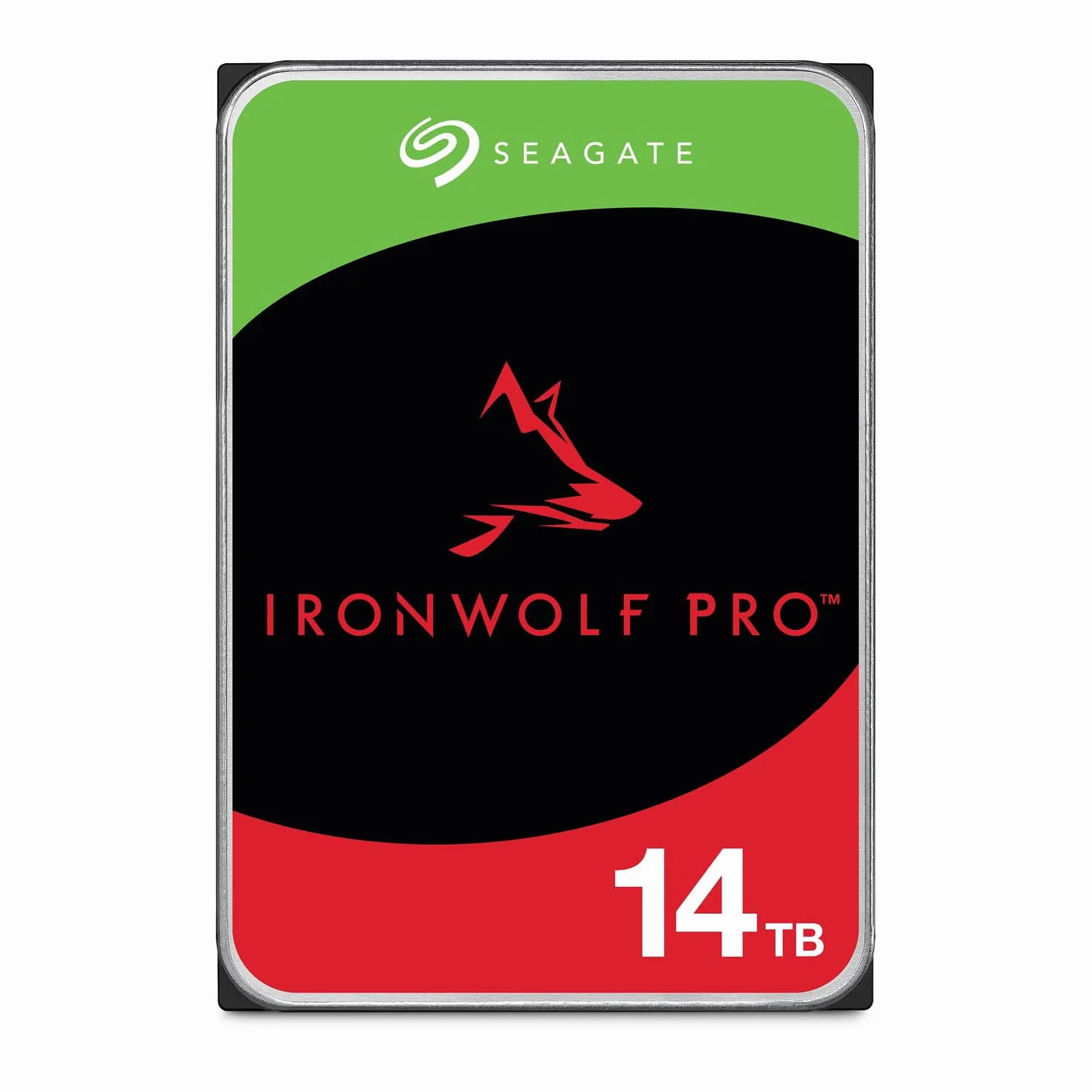 Seagate IronWolf Pro, 14 TB, Enterprise HDD interno - CMR, 3,5 pulgadas, SATA a 6 Gb/s, 7200 RPM, caché de 256 MB para almacenamiento conectado a red RAID, servicios Rescue (ST14000NT001)