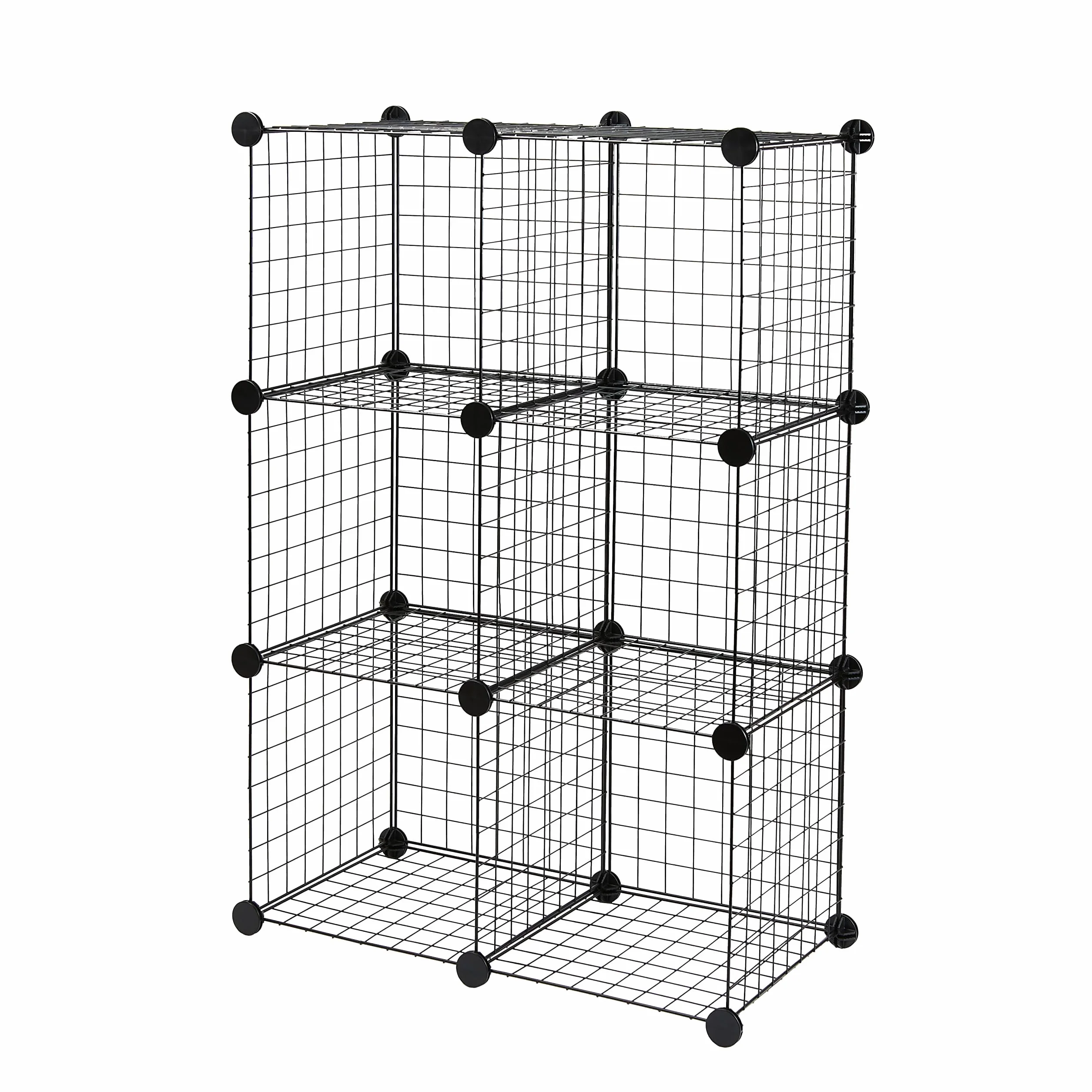 Amazon Basics Estantes apilables de rejilla de alambre 6 cubos 66 x 32 x 96.5 cm negro