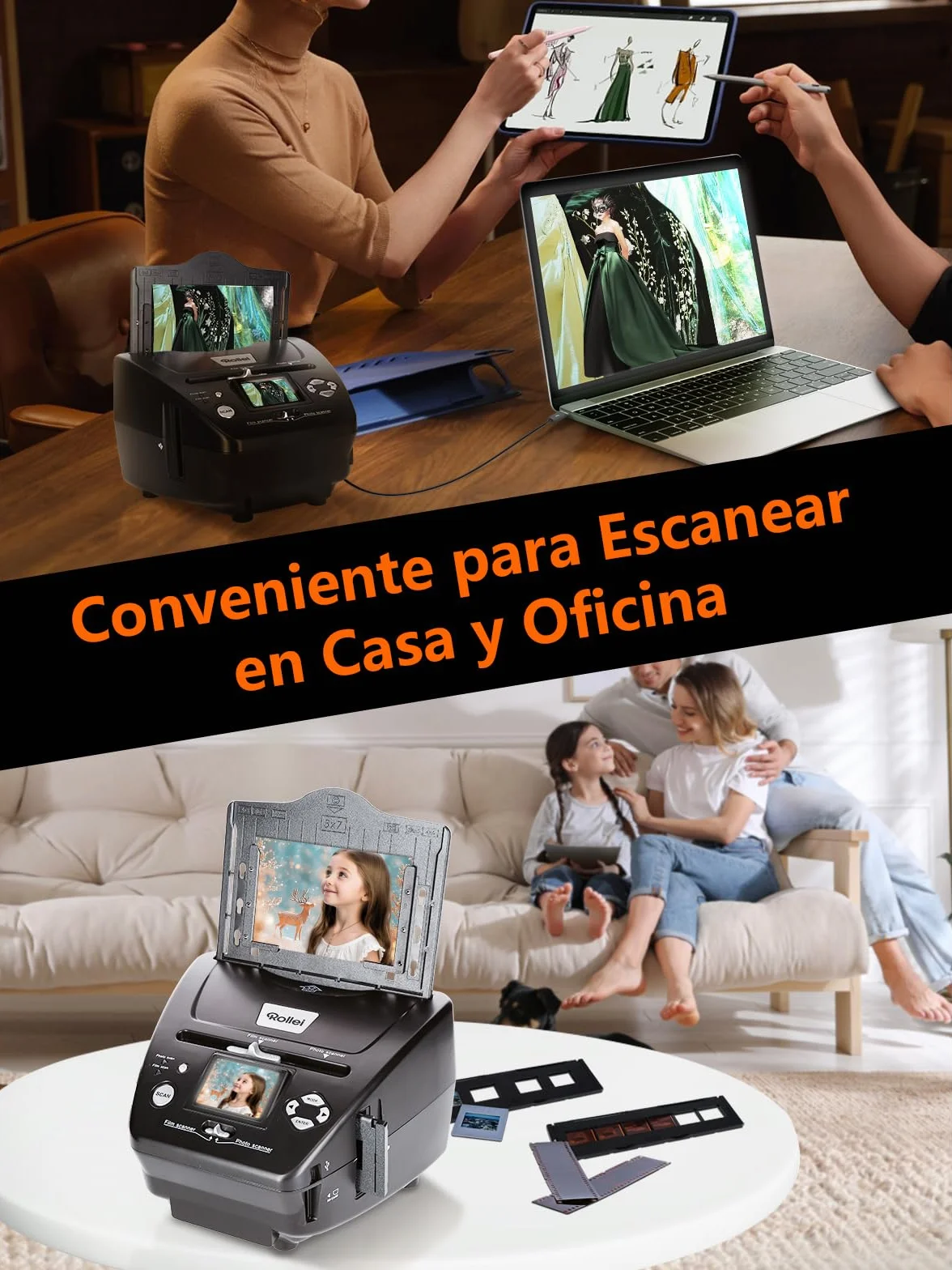 Rollei PDF S 240 SE Escáner Fotos, Convertidor de Diapositivas y Negativos Fotográficos 35mm 135 Fotos (3R/4R/5R)/Tarjeta de Visita a Digital de Ordenador, Escaner-Negativo-Diapositiva-Foto-Scanner