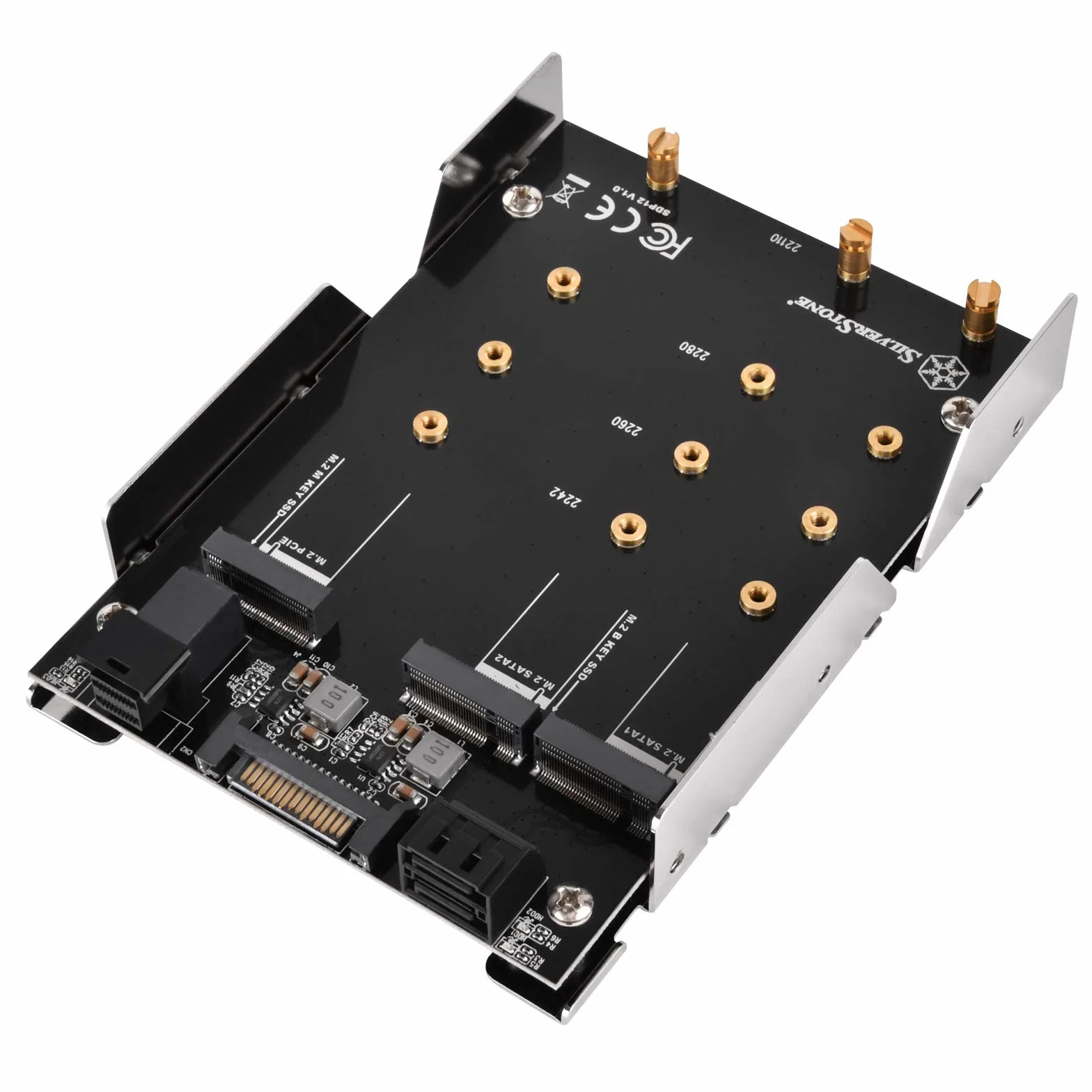 SilverStone SST-SDP12-3.5 Zoll für 2x M.2 SATA und 1x M.2 NVMe SSD Mounting Adapter Bracket