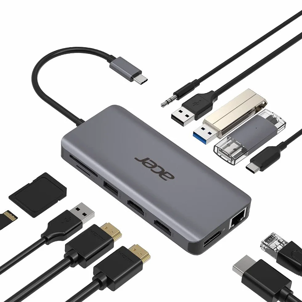 Acer Docking Station 12 w 1 USB-C USB HDMI DP RJ45 Srebrny