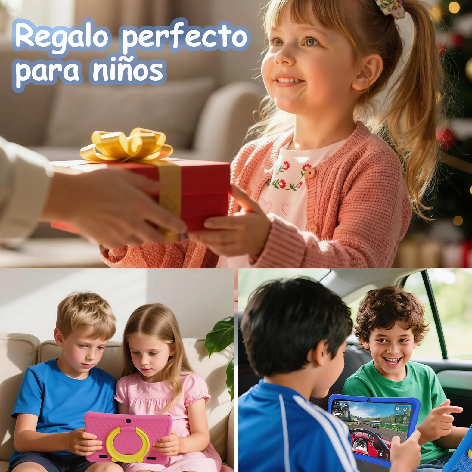 DigiLand Tableta para Niños de 10,1 Pulgadas, Tabletas Android 15 con Funda Protectora, 6+32GB,Pantalla IPS 1280*800,Cámara dual 2MP+5MP,6000mAh, Tableta Aprendizaje con Control Parental e iWawa(Azul)