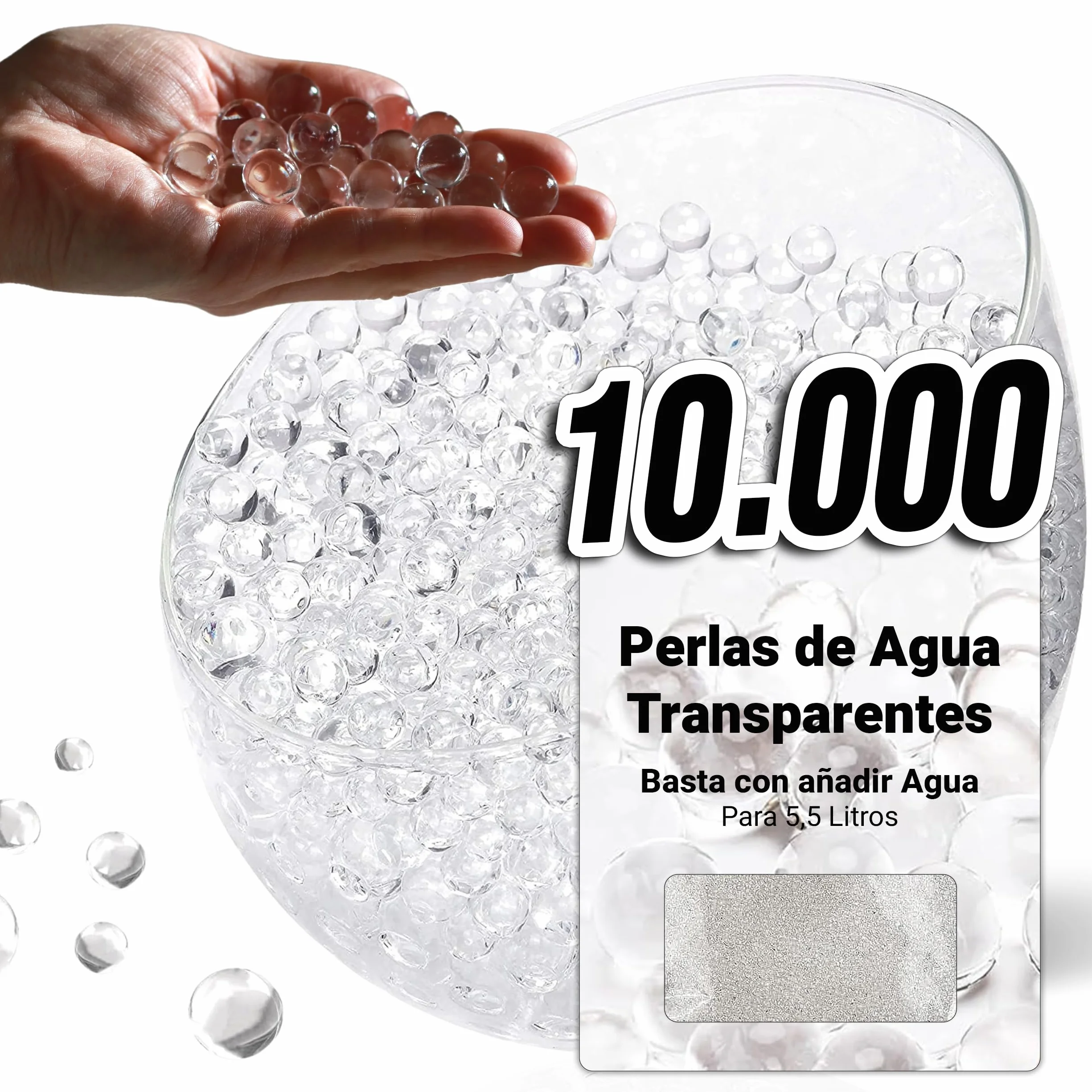 Perlas de Agua Transparentes 10 000 Bolas de Gel para Plantas y Jarrones No Tóxicas Biodegradables