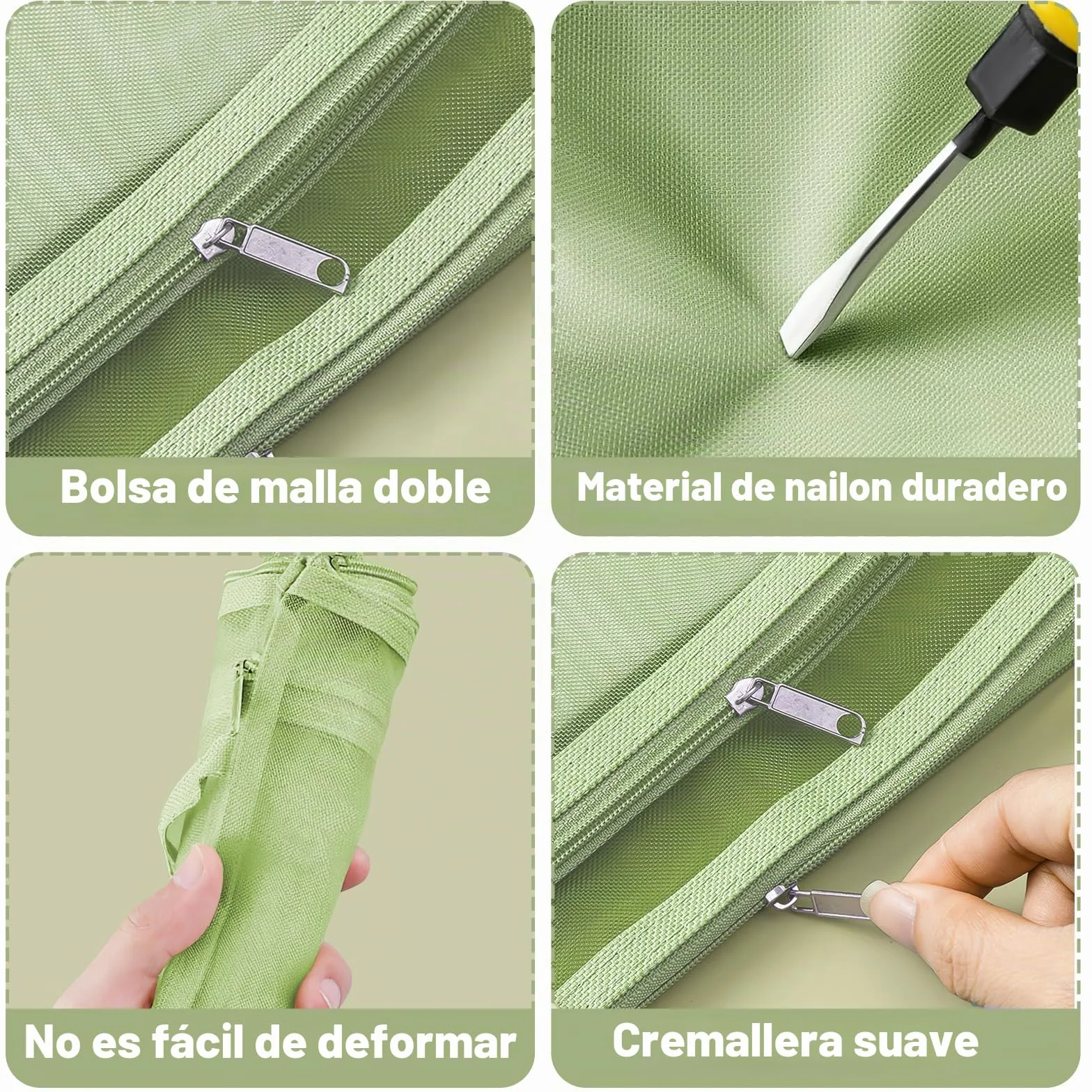 Bolsas de malla de colores con cremallera, 10 paquetes, nailon de doble capa, almacenamiento de juguetes, con asa
