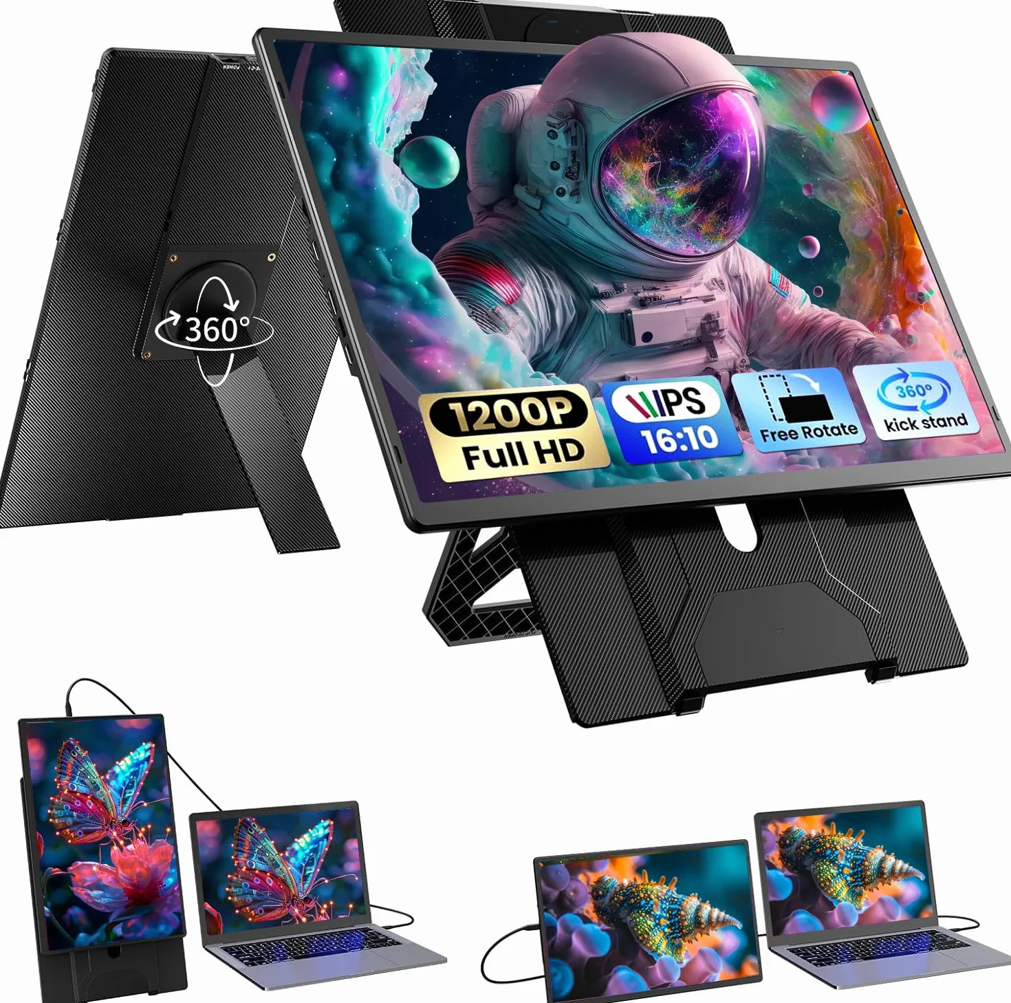 Blackview Monitor Portátil Ultra Delgado FHD 1200P, Soporte Magnético Rotativo 360°, Pantalla Extendida Laptop para Viaje & Oficina, Plug & Play - Compatible con Windows/Mac/PC/PS5