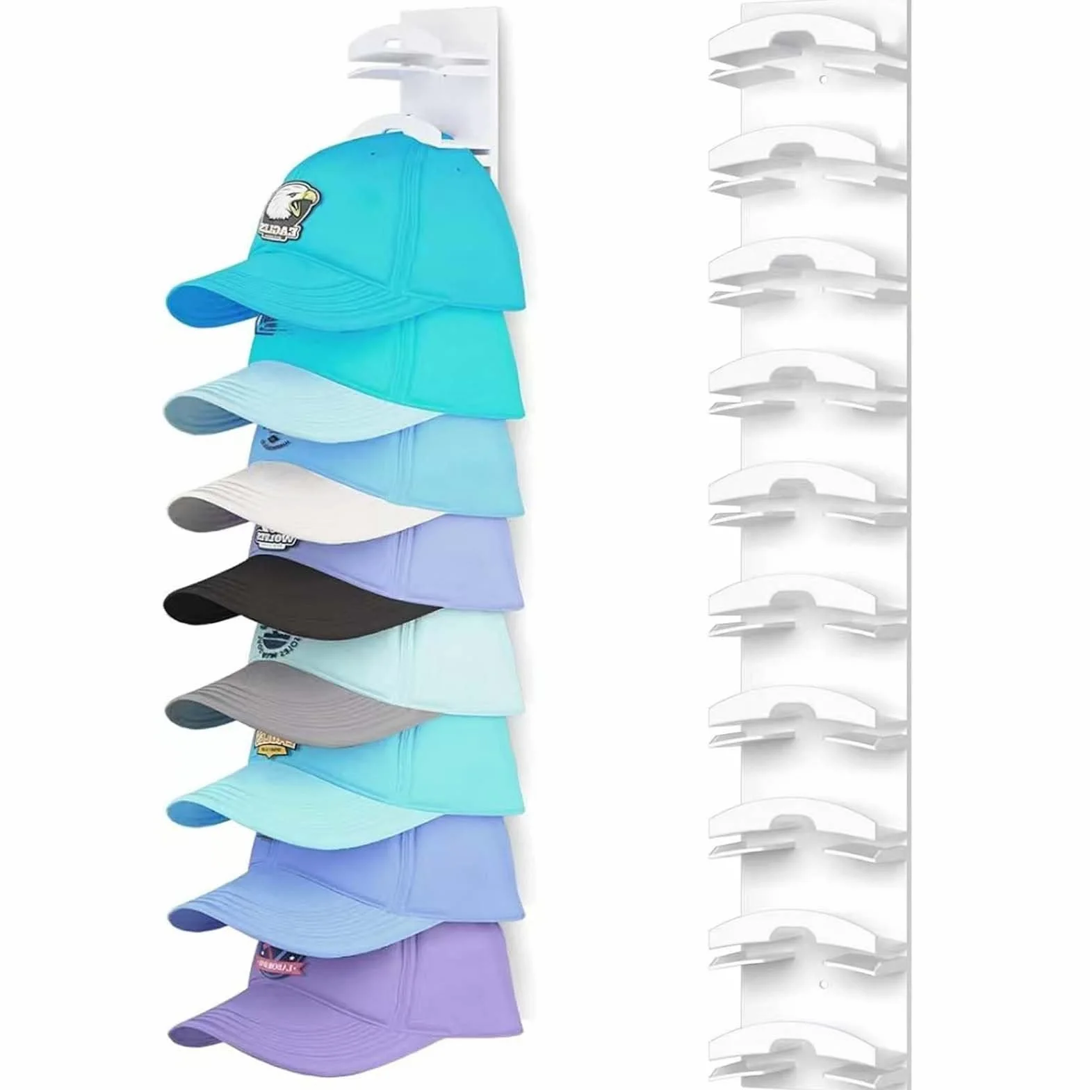 Organizador de sombreros para gorras de béisbol, estante para sombreros para pared, gancho adhesivo para gorras, ganchos perforados, soporte para colgar sombreros con capacidad para hasta 10 sombreros