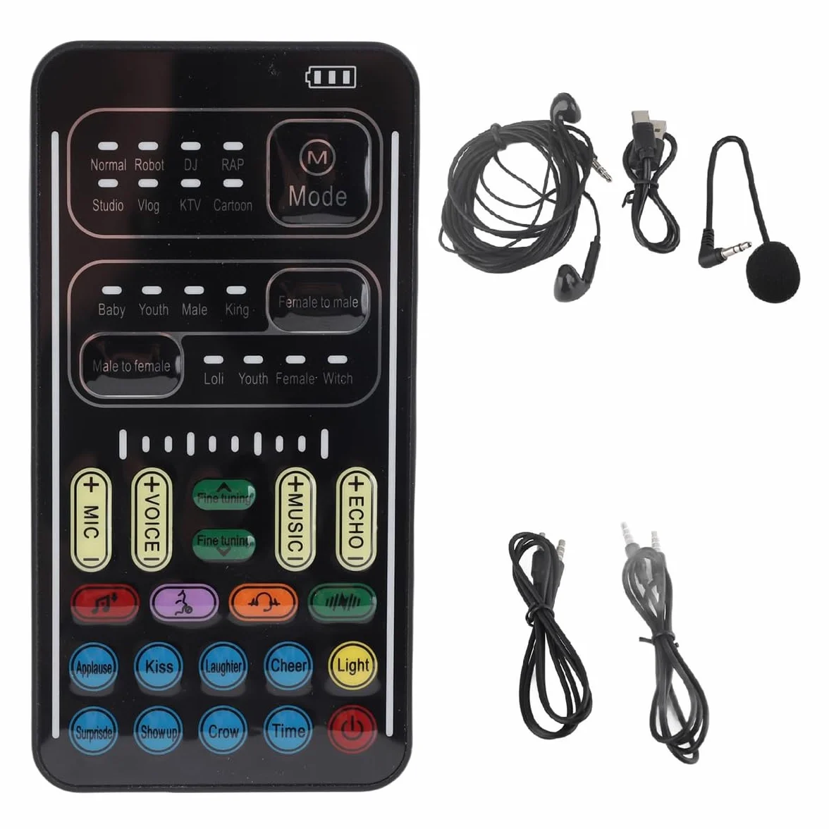 Riven I9 Voice Changer Set Multifuncional Portátil Grabación Mini Tarjeta de Sonido para Game Anchor Recording Computer Multifuncional Kit