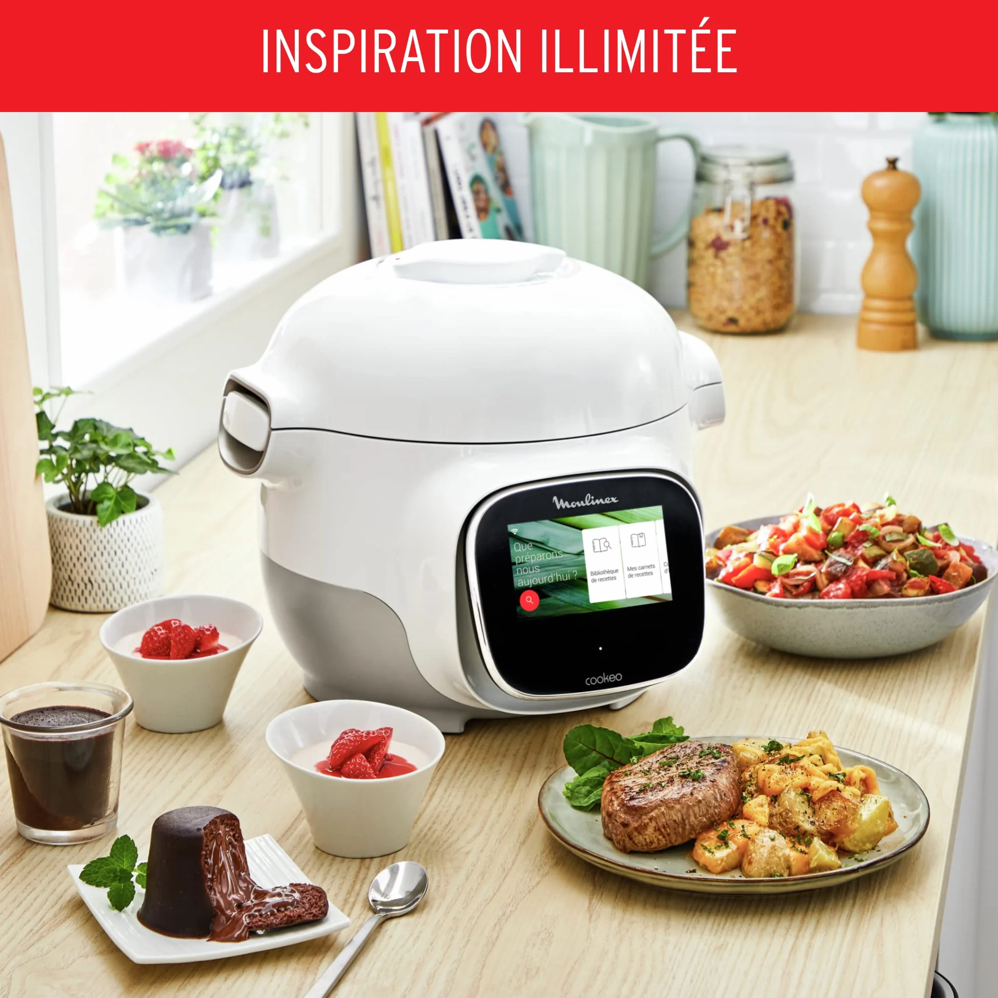 Moulinex Cookeo Touch Wifi Mini Multicooker 3L 100 recetas integradas Wifi pantalla táctil YY5132FB Blanco