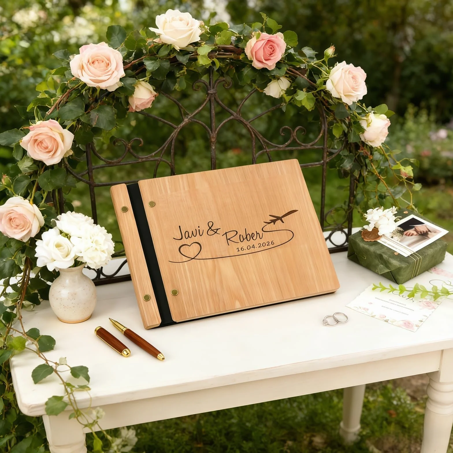 Libro De Visitas De Boda De Madera Personalizado, Álbum De Fotos De Memoria, Tamaño A4