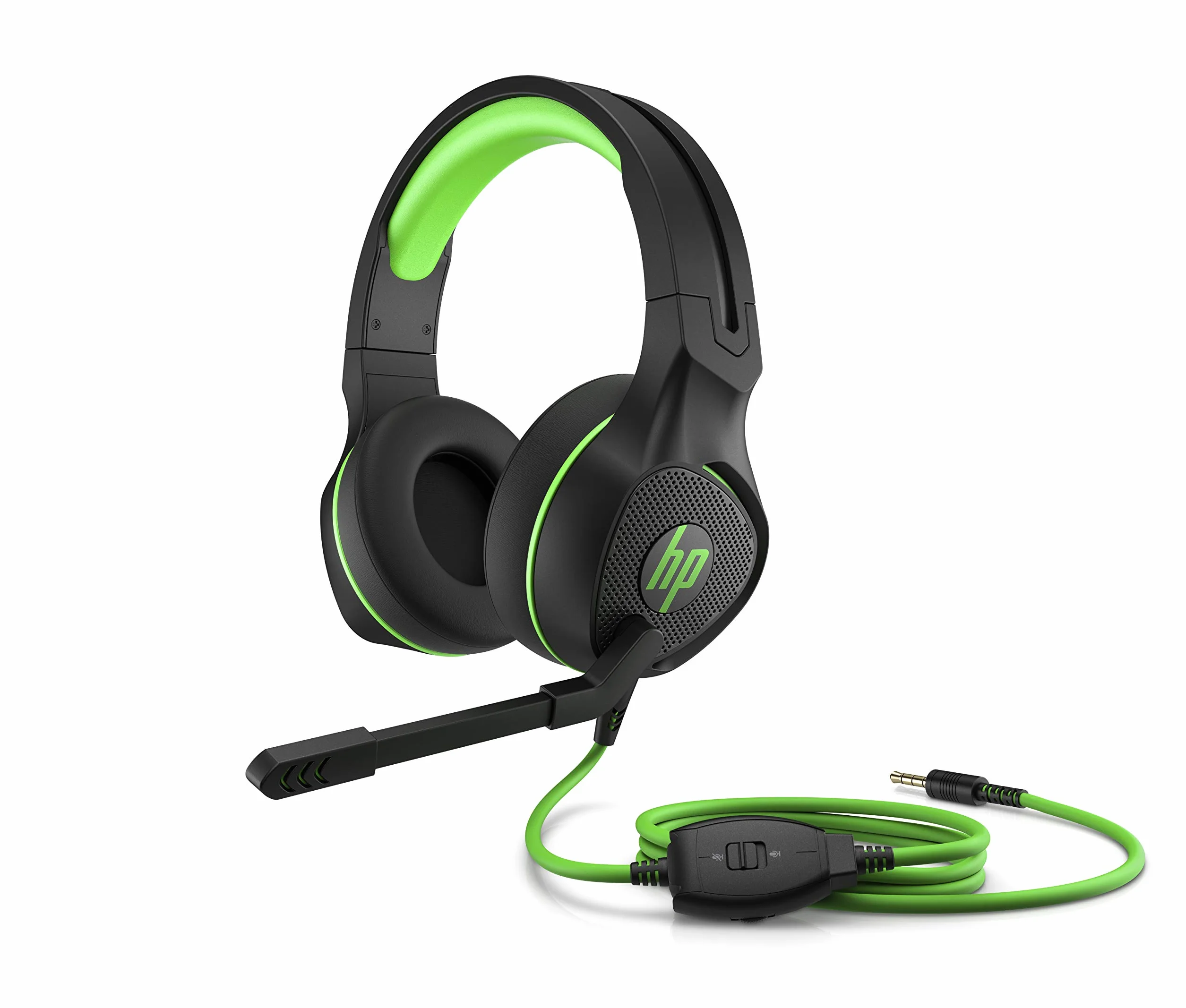 HP Pavilion 400 Auriculares Gaming con Cable - (Sonido Estéreo, Cable Conector 3,5mm , Micrófono con Brazo, Windows 10, Android, Xbox,iOS, PlayStation), Color Negro y Verde