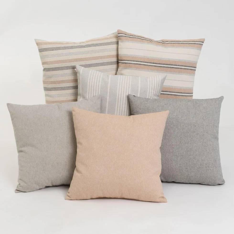 Set 6 Cojines Decorativos 45x45 cm Marrón y Gris con Relleno para Sofá