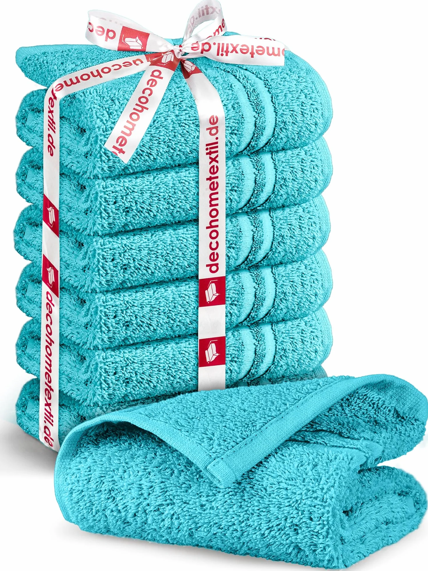 DecoHomeTextil Juego de 6 toallas de invitados, 30 x 50 cm, color turquesa, 100% algodón, de alta calidad, suaves y absorbentes | 100% algodón, rizo de alta calidad, suave y absorbente