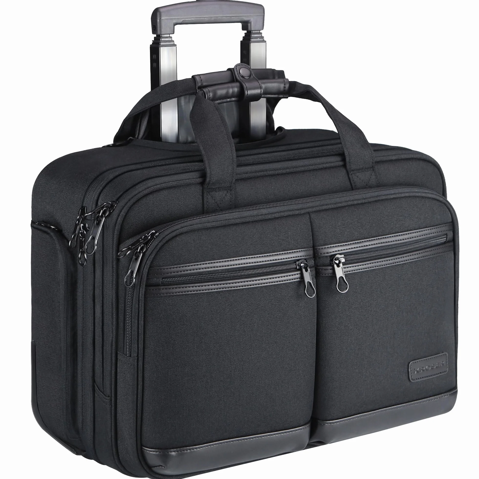 KROSER - Maletín con Ruedas para portátiles de hasta 17,3 Pulgadas, Impermeable, con Bolsillos RFID, para Viajes, Escuela, Hombres y Mujeres, Color Negro