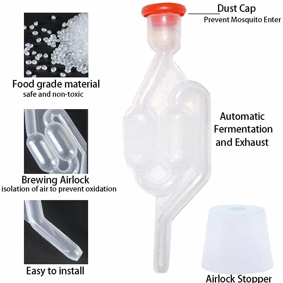 Airlock Fermentacion con Tapón, 3PCS Válvula de Escape de Fermentación para Vino