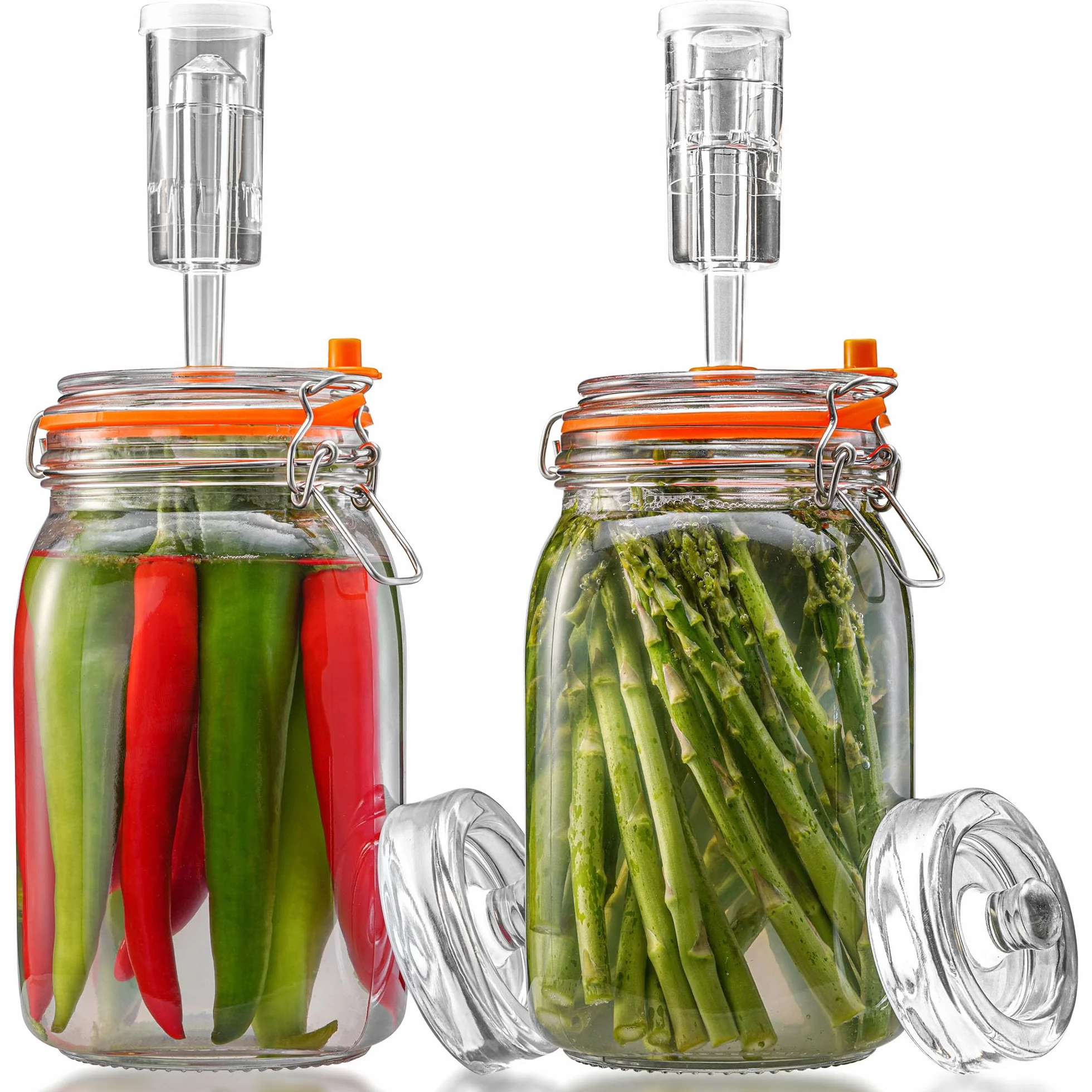 Tarros de fermentación de 1,5 L con pesas y bloqueo de aire, kit de fermentación para chucrut, kimchi, kombucha y encurtidos, paquete de 2